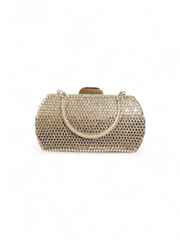 Bolsa Clutch Cristal Dourada 022