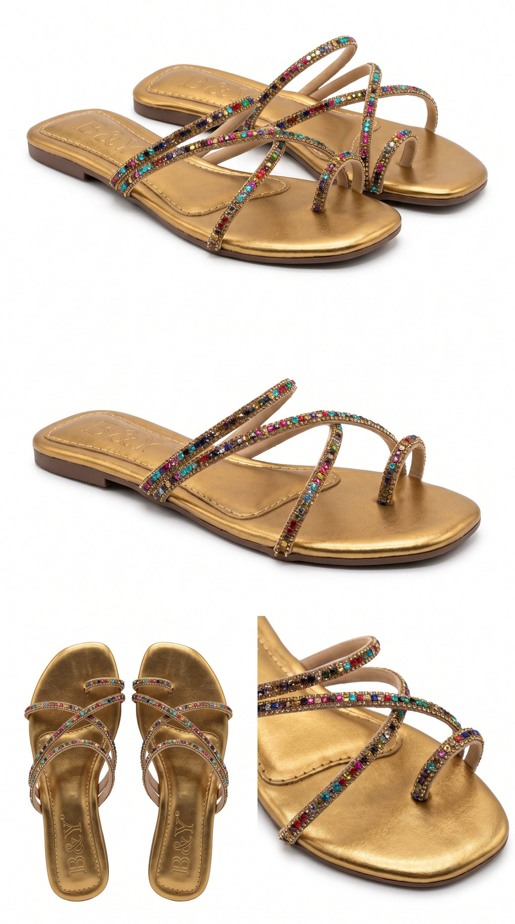 Chinelo 6101 Dourado Colorido Sem Salto