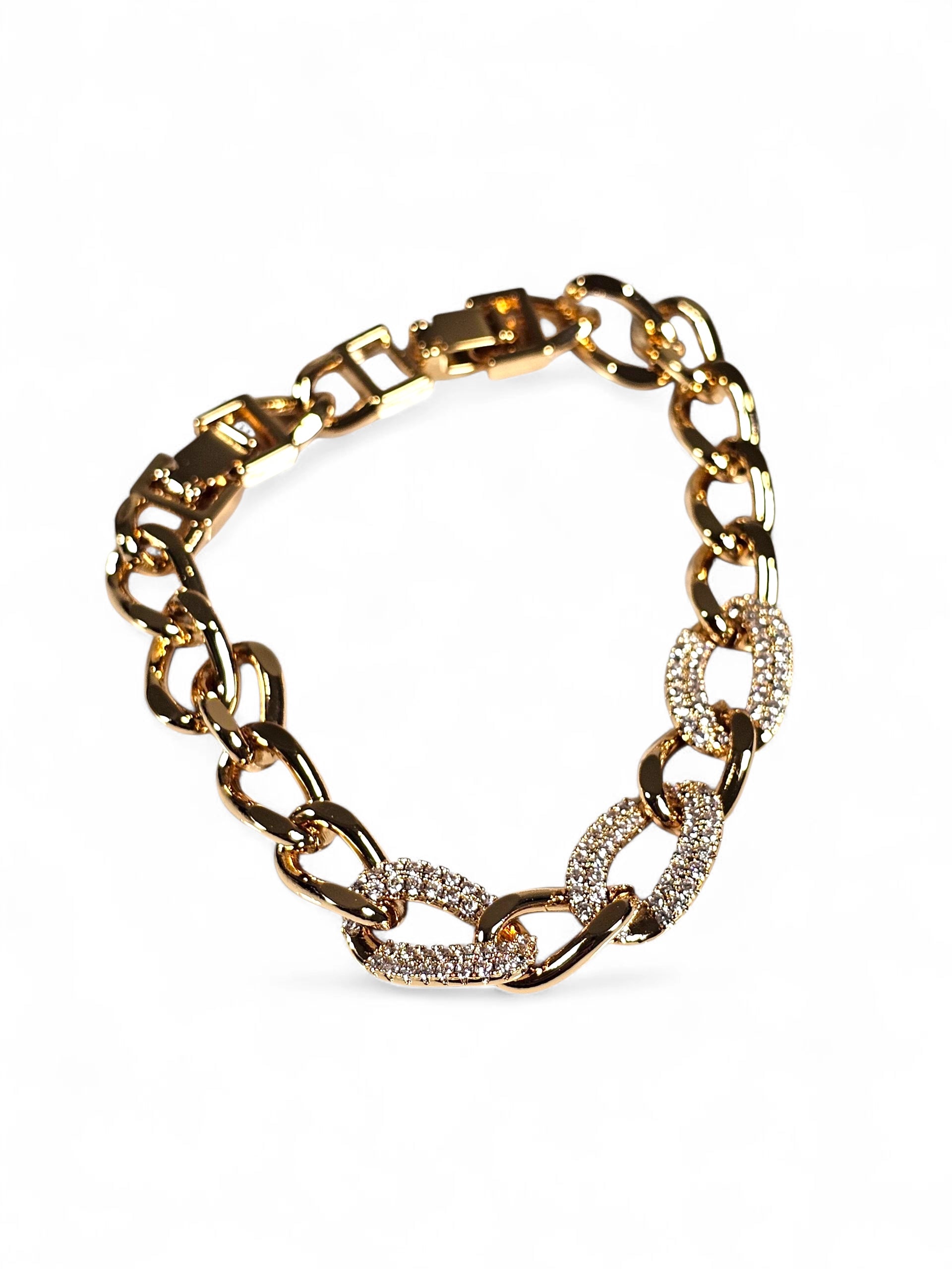 Pulseira Cristal Zirconia Dourada 021