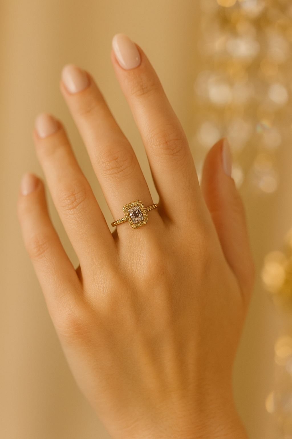 Anel Cristal Zirconia Dourada 003