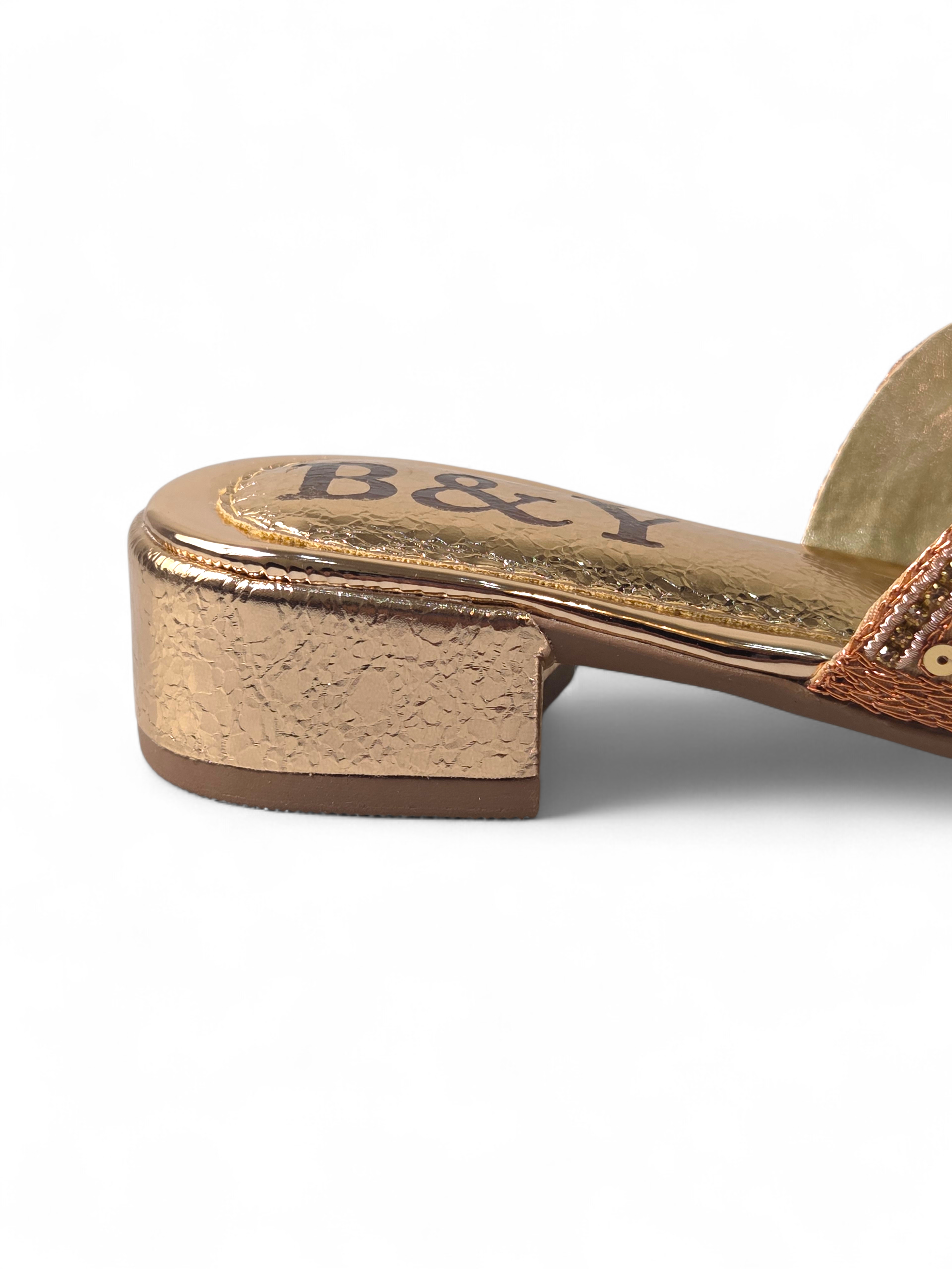 Tamanco 9412 Bronze Salto Bloco
