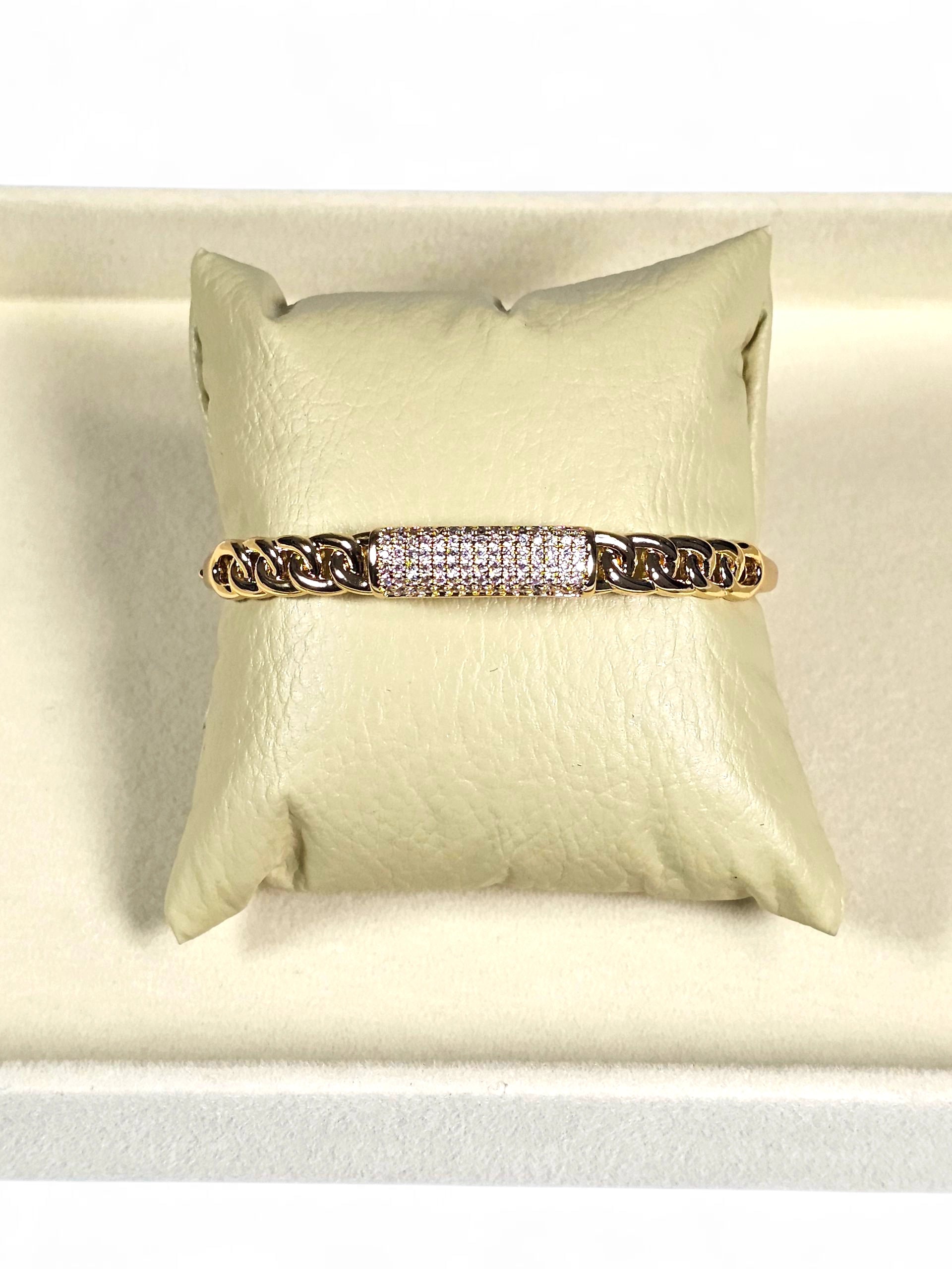 Pulseira Cristal Zirconia Dourada 014