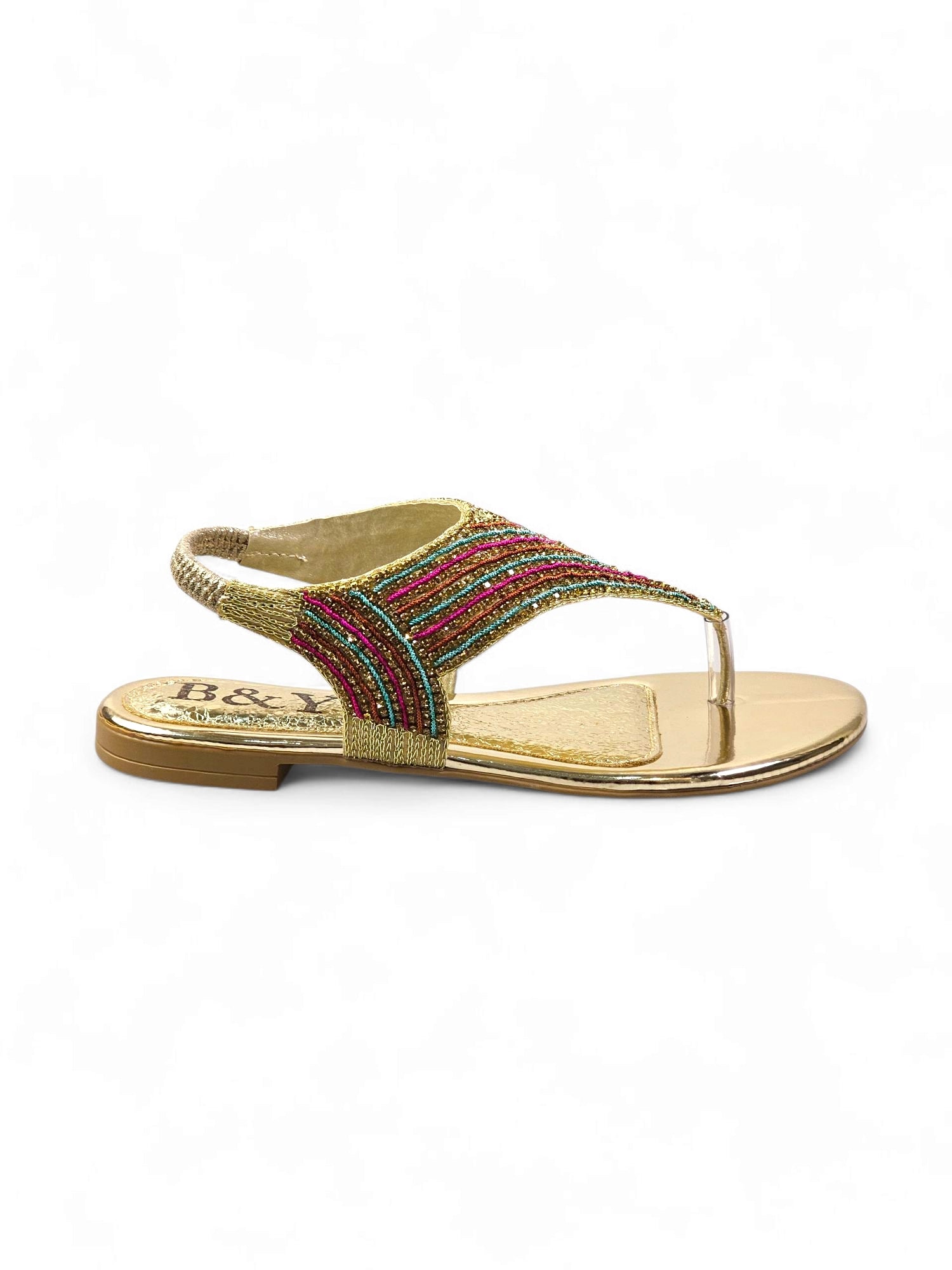 Sandália 6014 Dourado Colorido Sem Salto