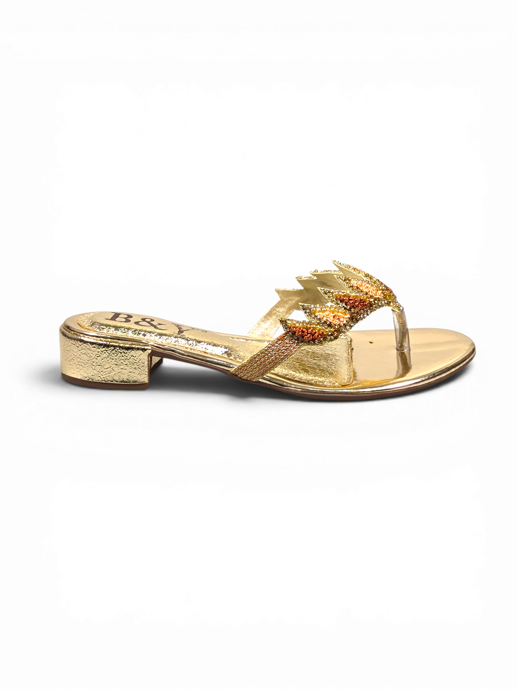 Chinelo 9835 Dourado Salto Bloco 3 cm