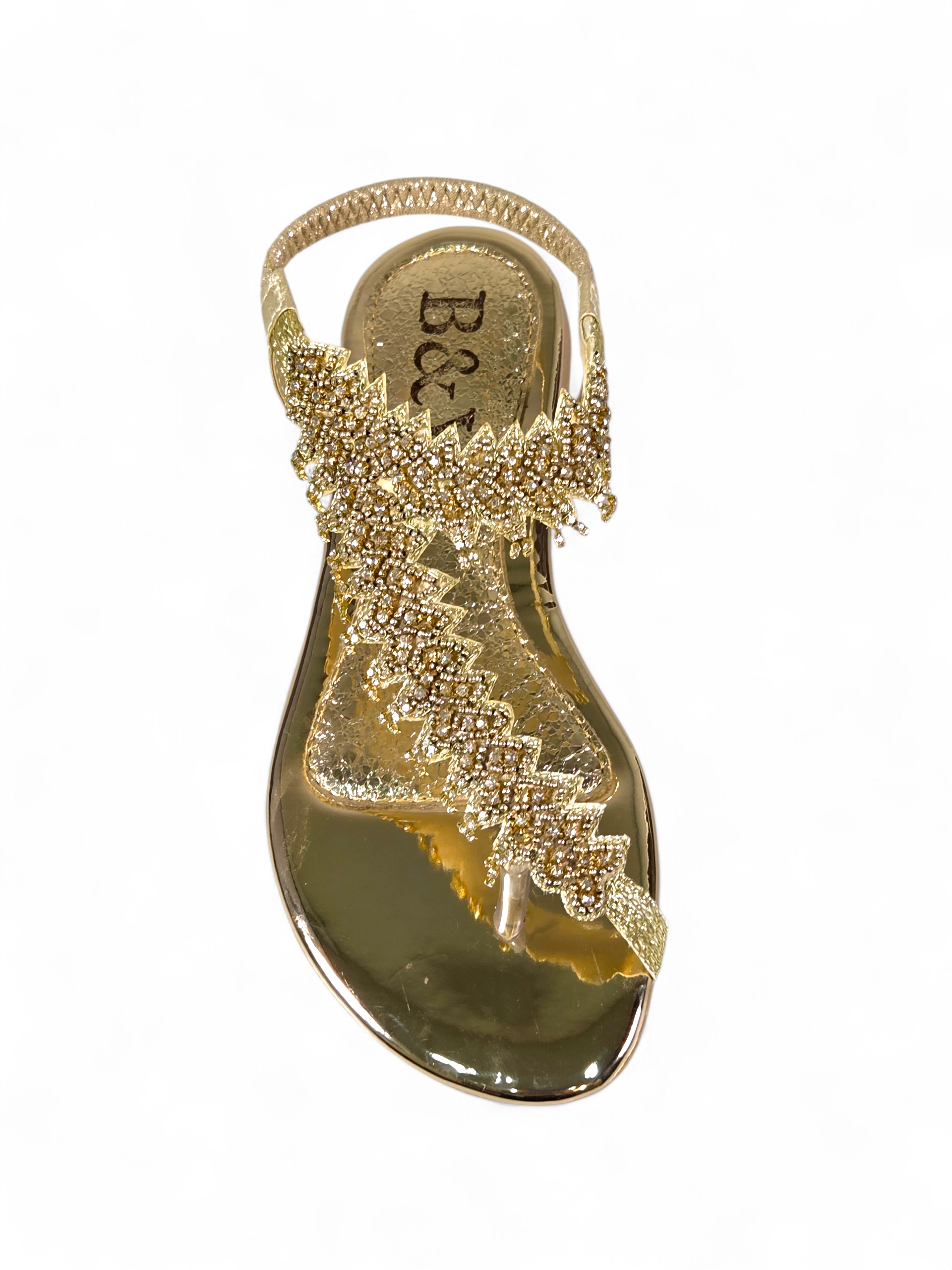 Sandália 9542 Dourado Colorido Sem Salto