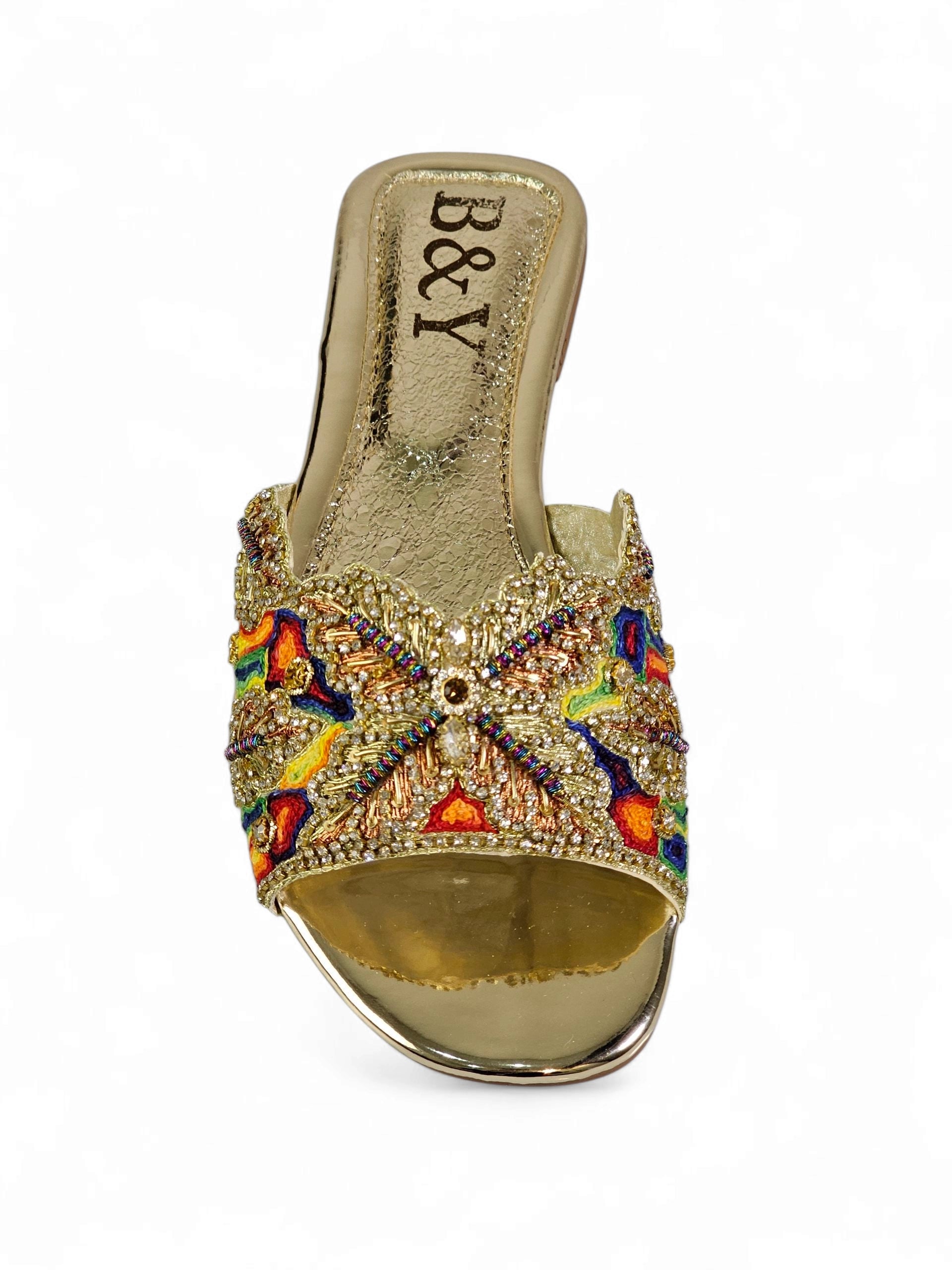 Tamanco 9723 Dourado Sem Salto