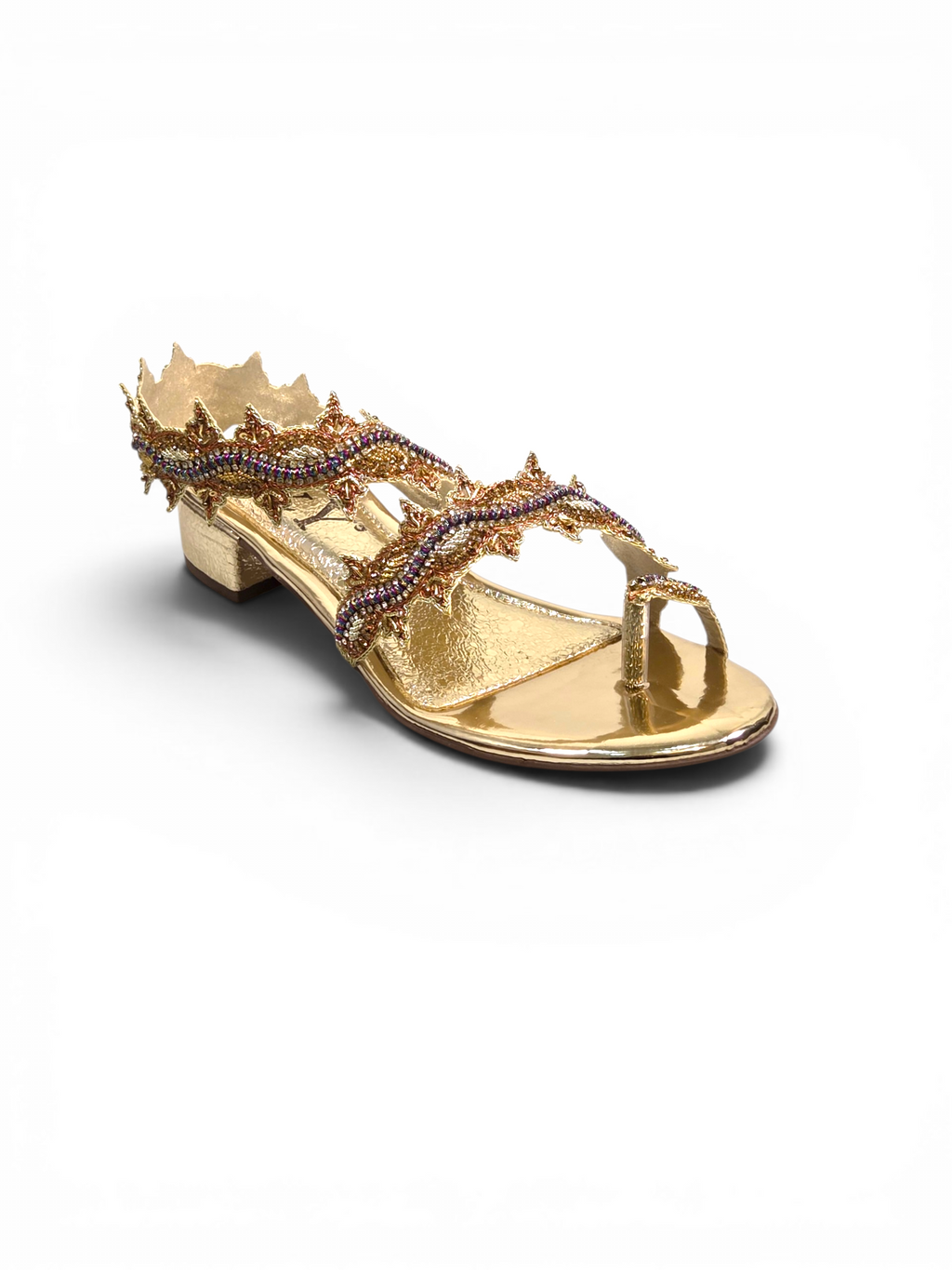 Sandália 9714 Dourado Com Salto Bloco 3cm