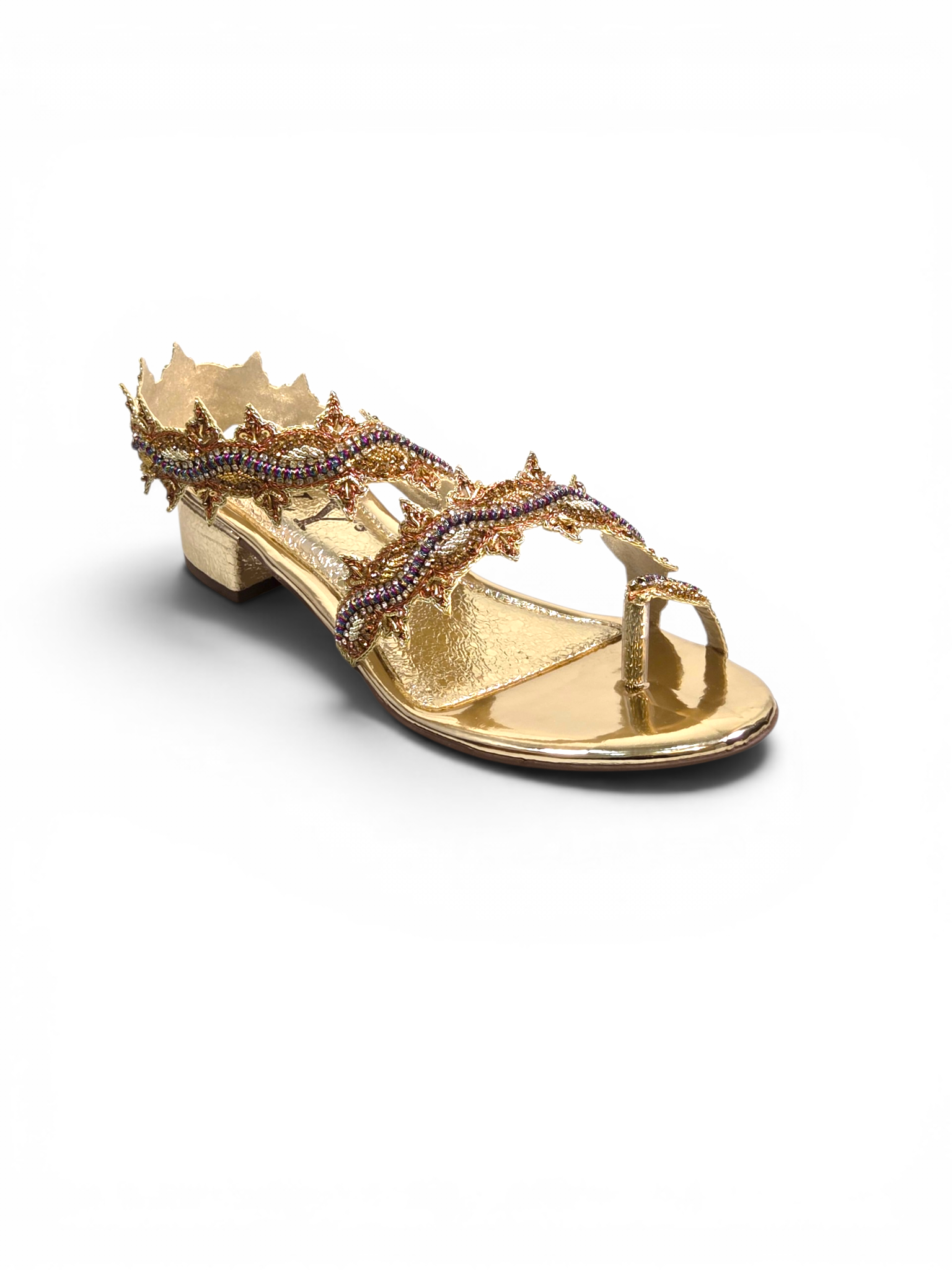 Sandália 9714 Dourado Com Salto Bloco 3cm