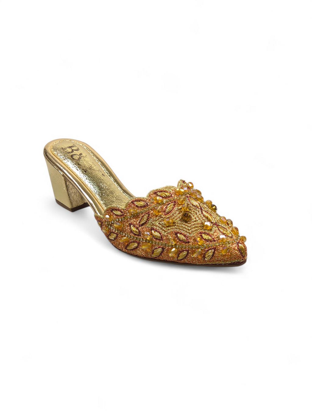 Mule 9738 Dourado Salto Médio 6 cm