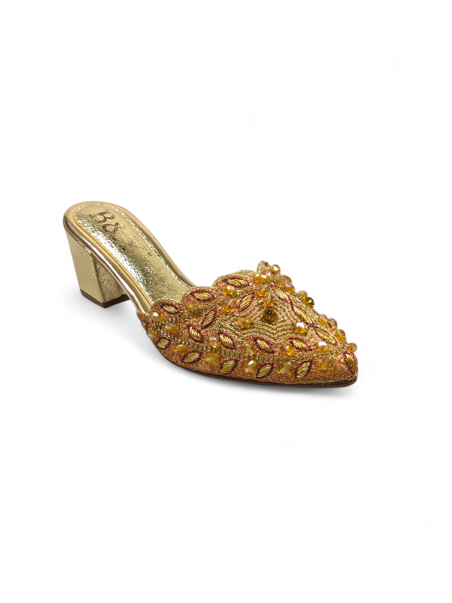 Mule 9738 Dourado Salto Médio 6 cm
