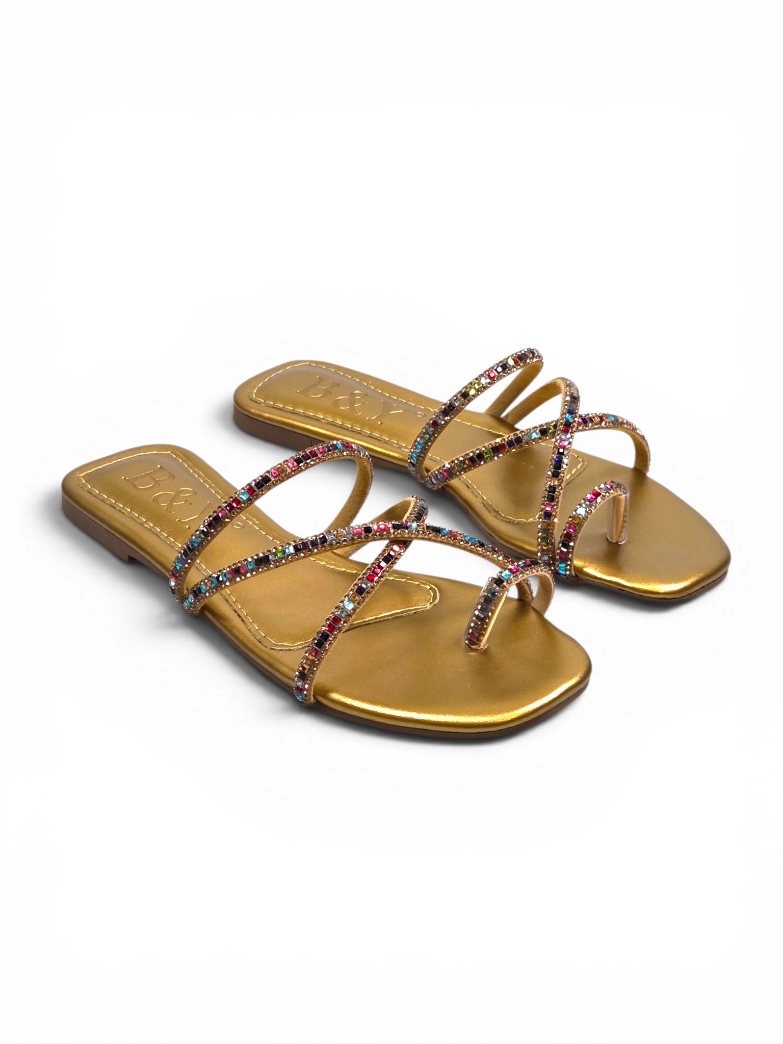 Chinelo 6101 Dourado Colorido Sem Salto
