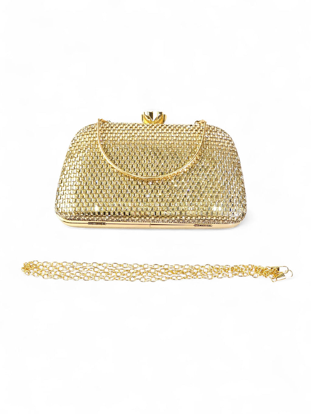 Bolsa Clutch Cristal Dourada 029