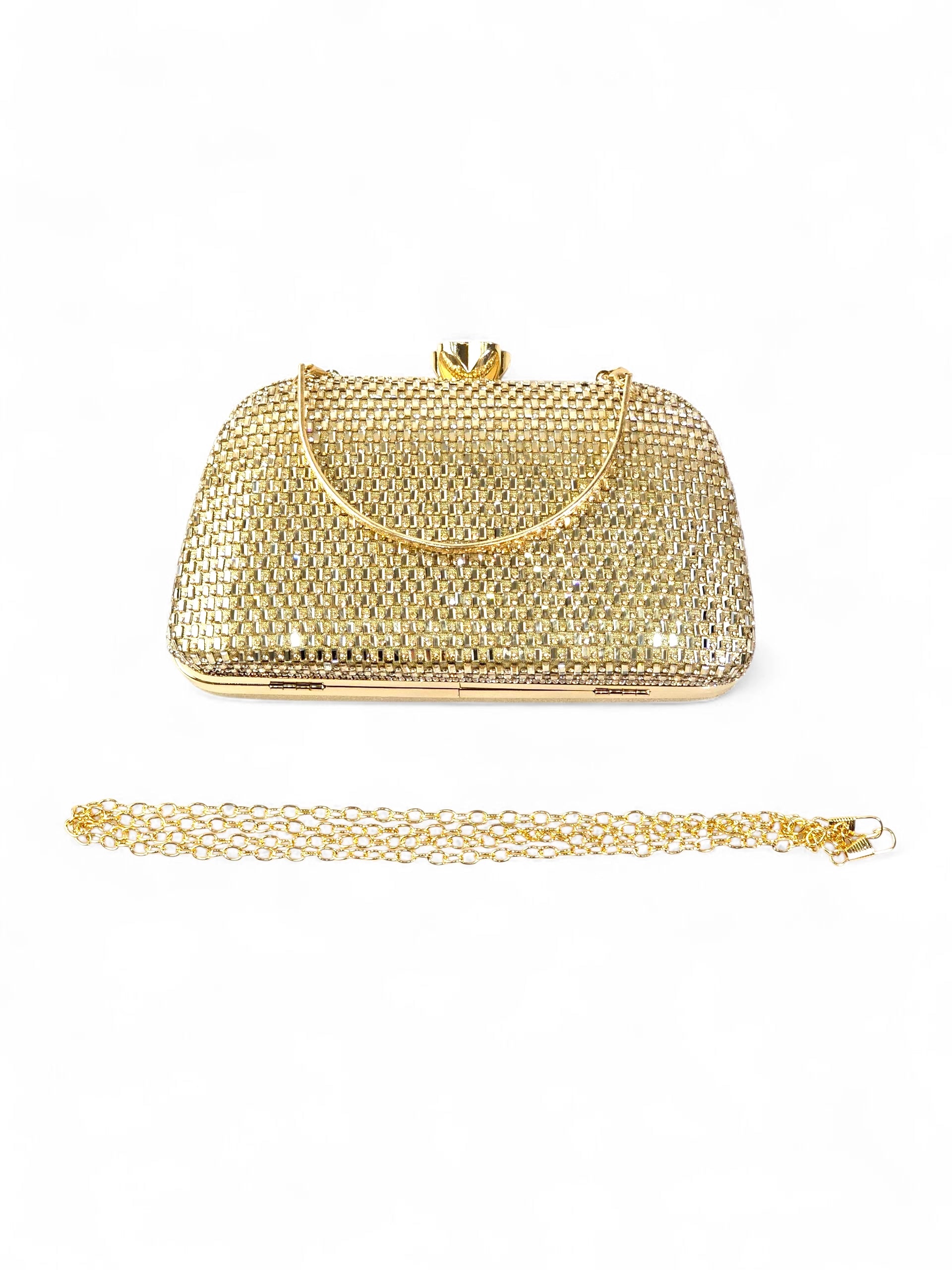 Bolsa Clutch Cristal Dourada 029