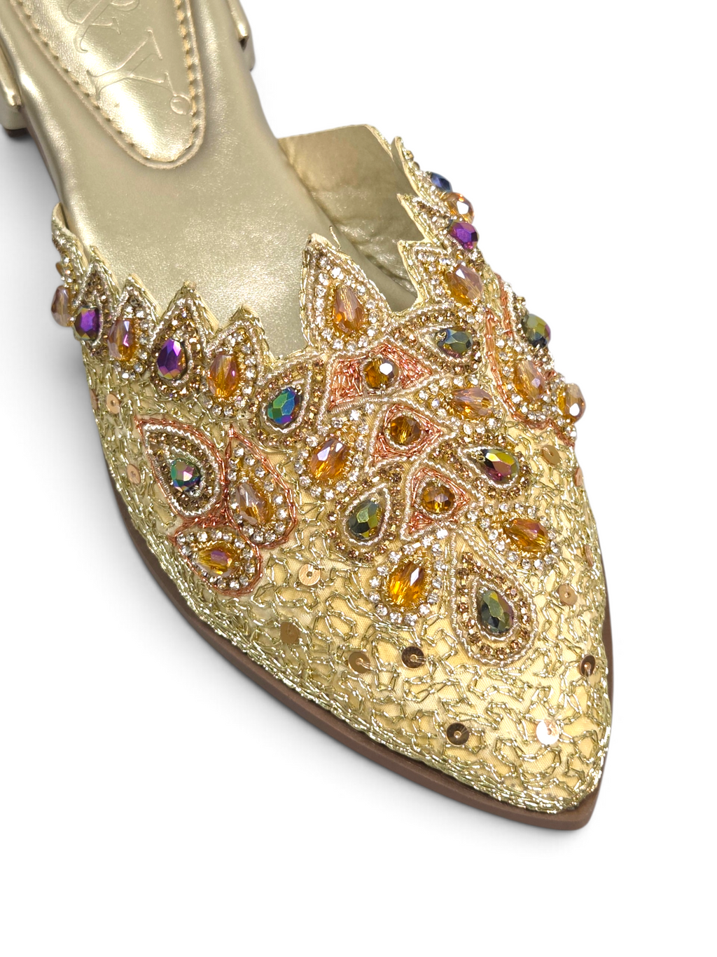 Mule 9419 Dourado Salto Baixo 2 Cm