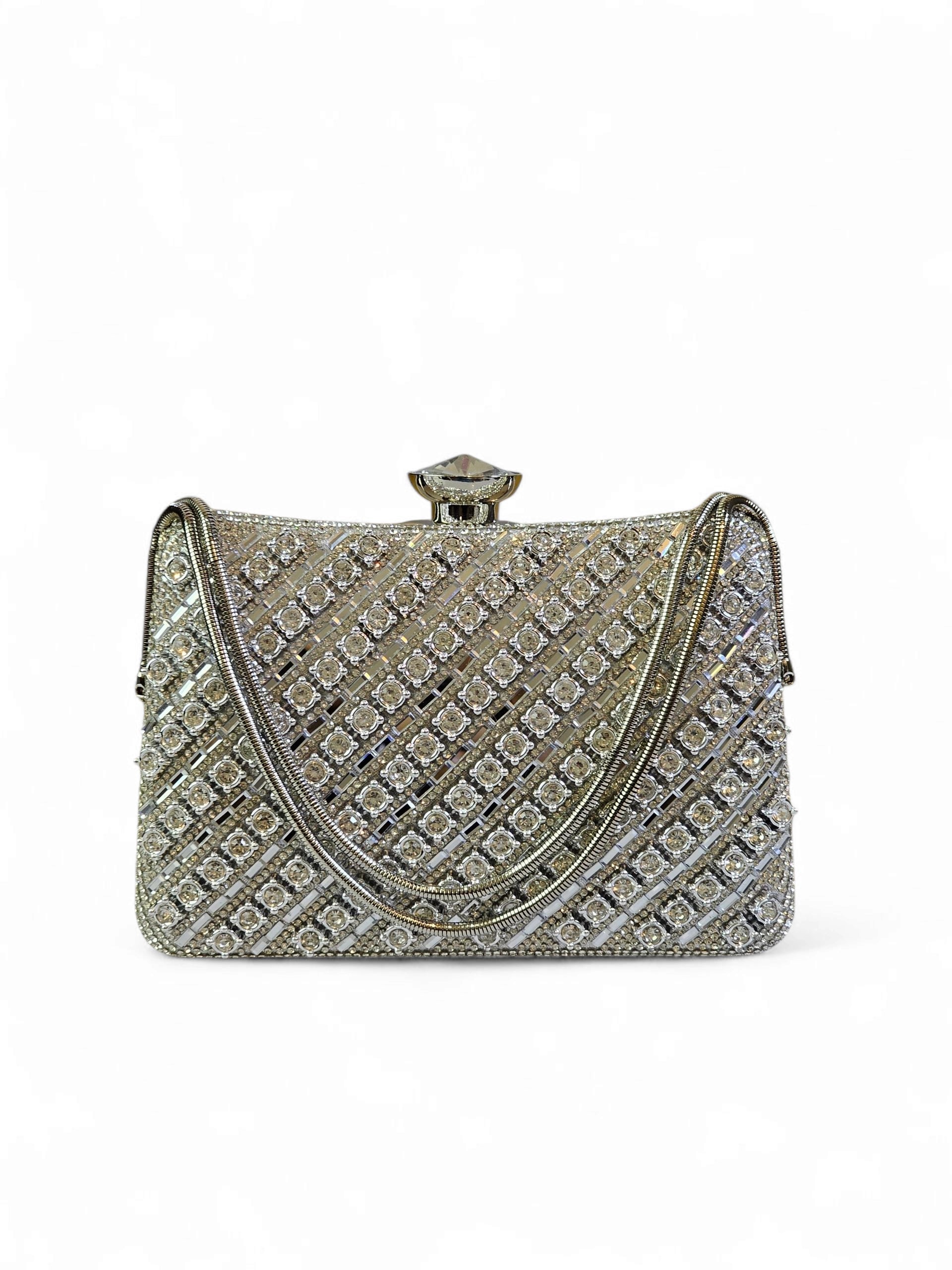 Bolsa Clutch Cristal Prata 020