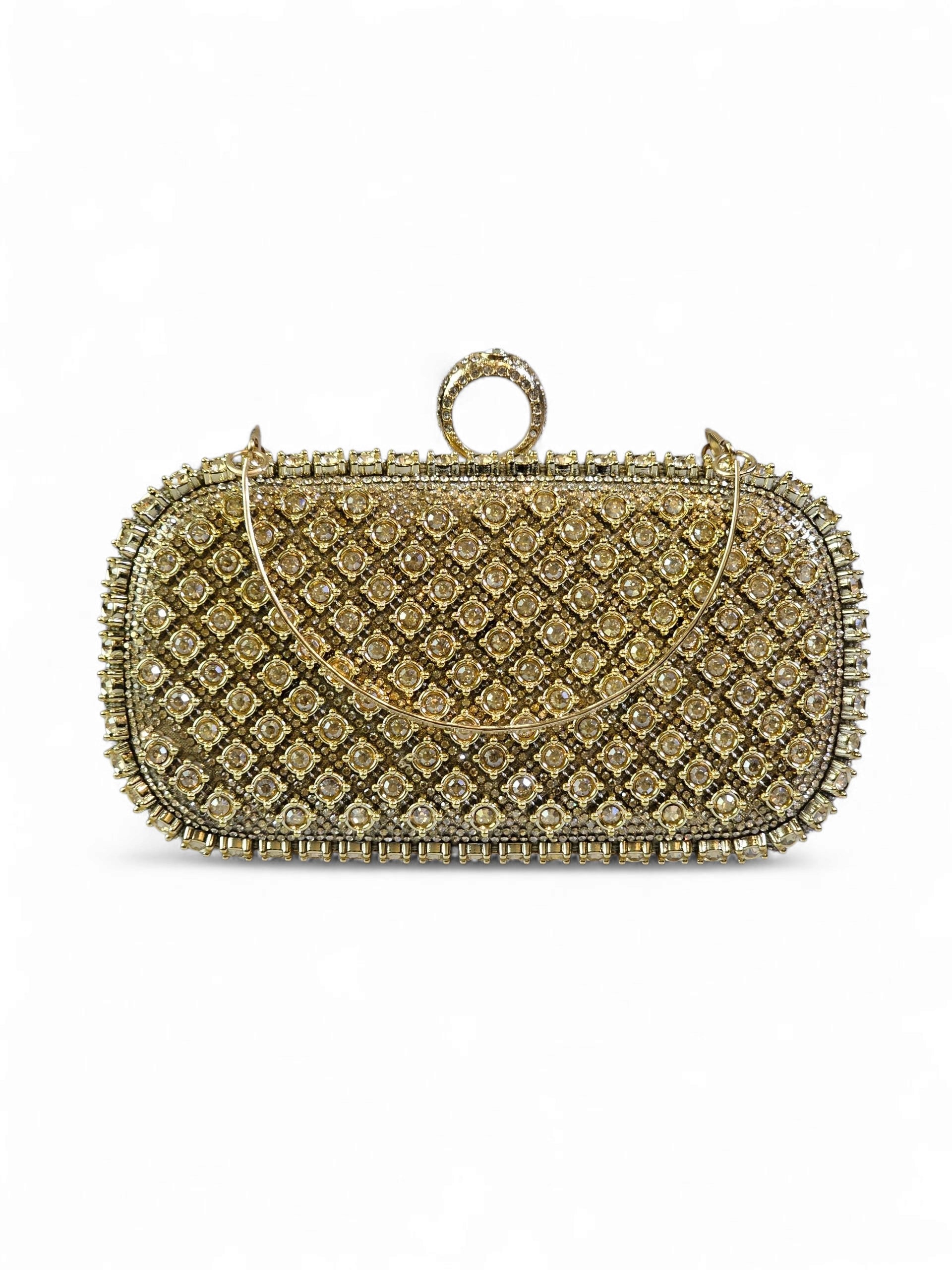 Bolsa Clutch Cristal Dourada 001