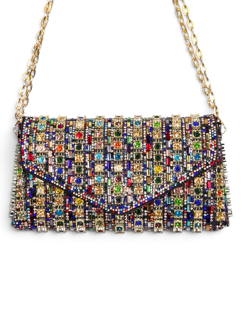 Carteira Royal Clutch Cristal Dourado Colorido 1101