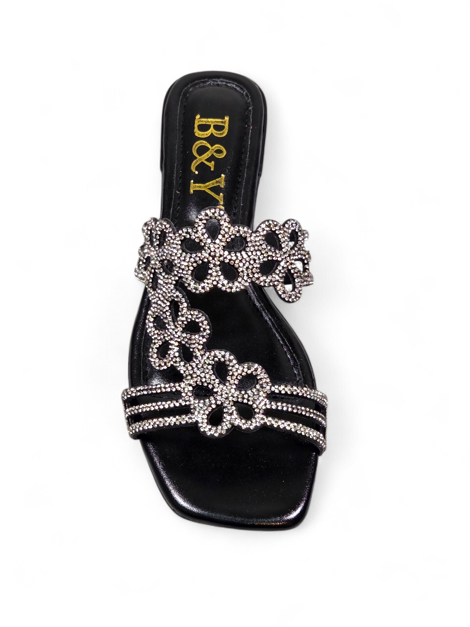 Tamanco 3001 Preto Prateado Salto Baixo