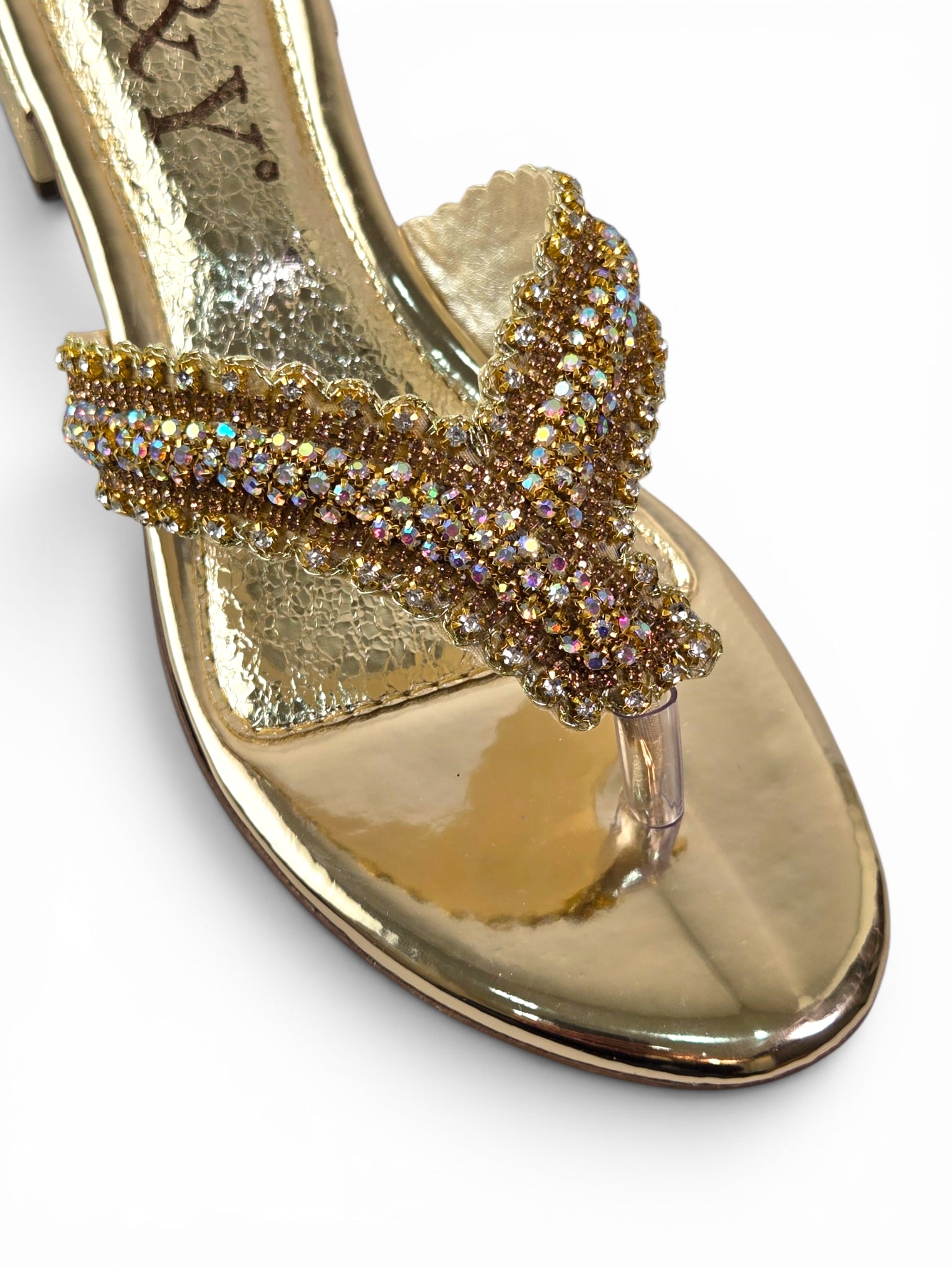Chinelo 9830 Dourado Salto Bloco 3 cm