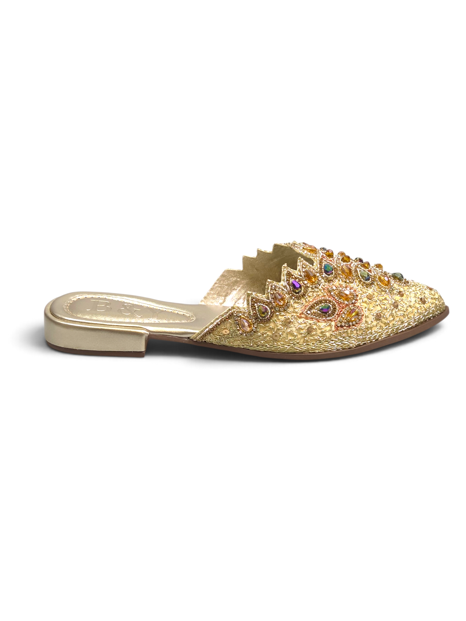 Mule 9419 Dourado Salto Baixo 2 Cm