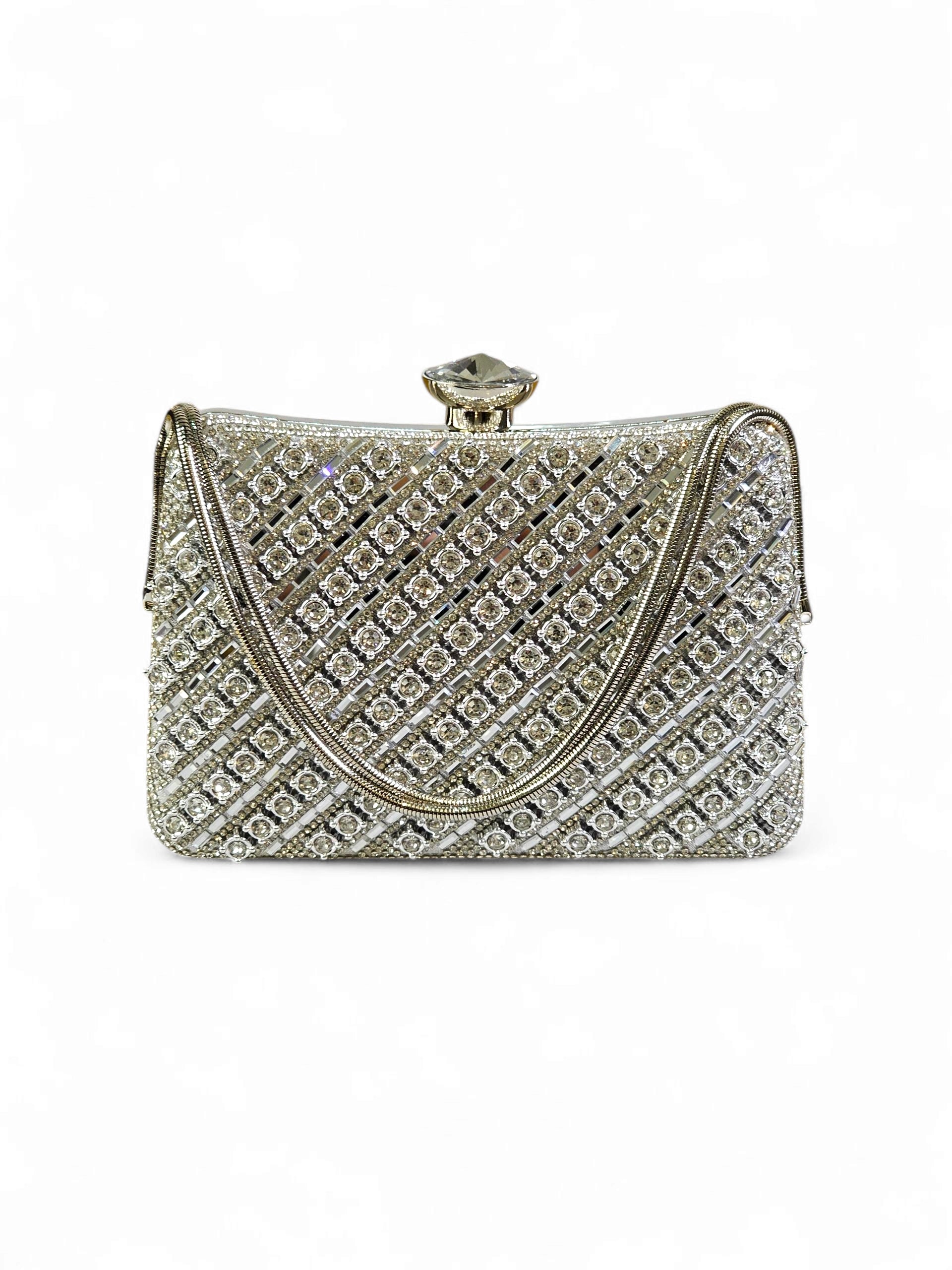 Bolsa Clutch Cristal Prata 014