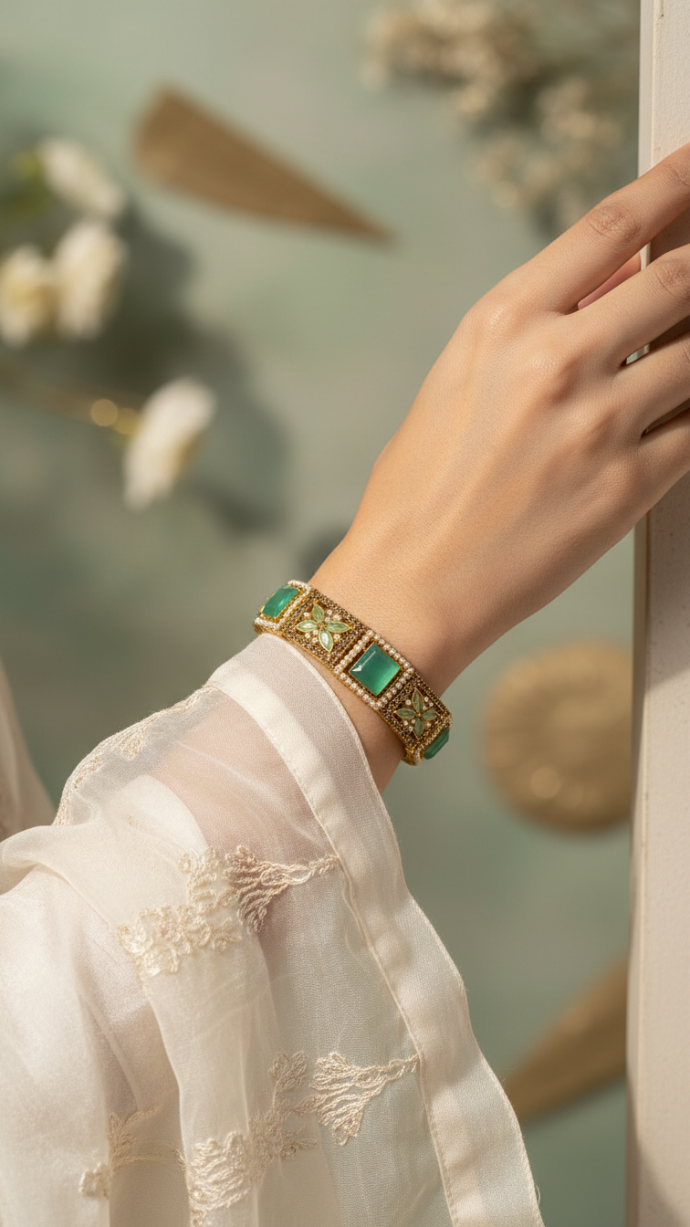 Bracelete Folheado Semi Joia Dourado #1016