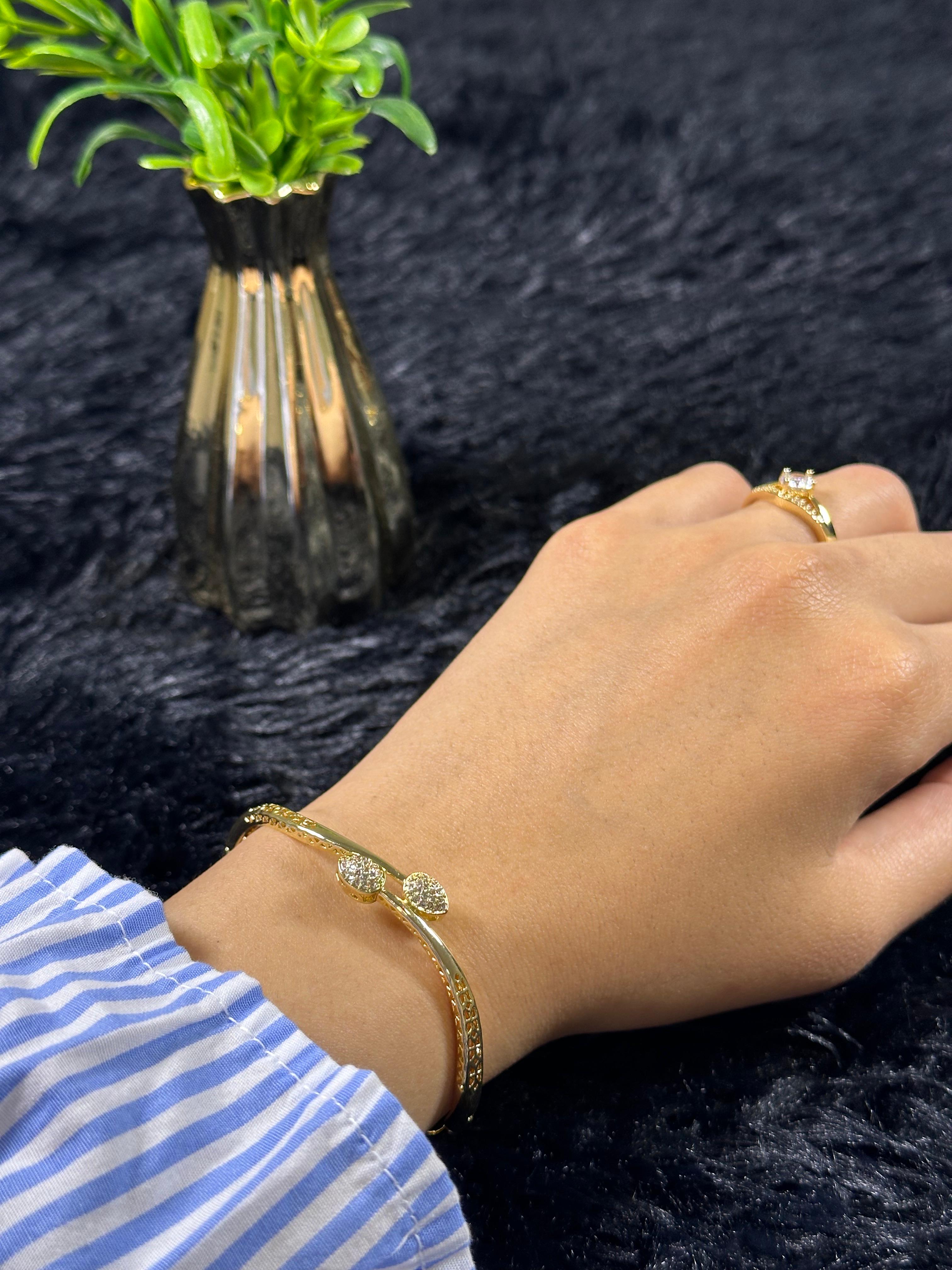 Pulseira Cristal Zirconia Dourada 015