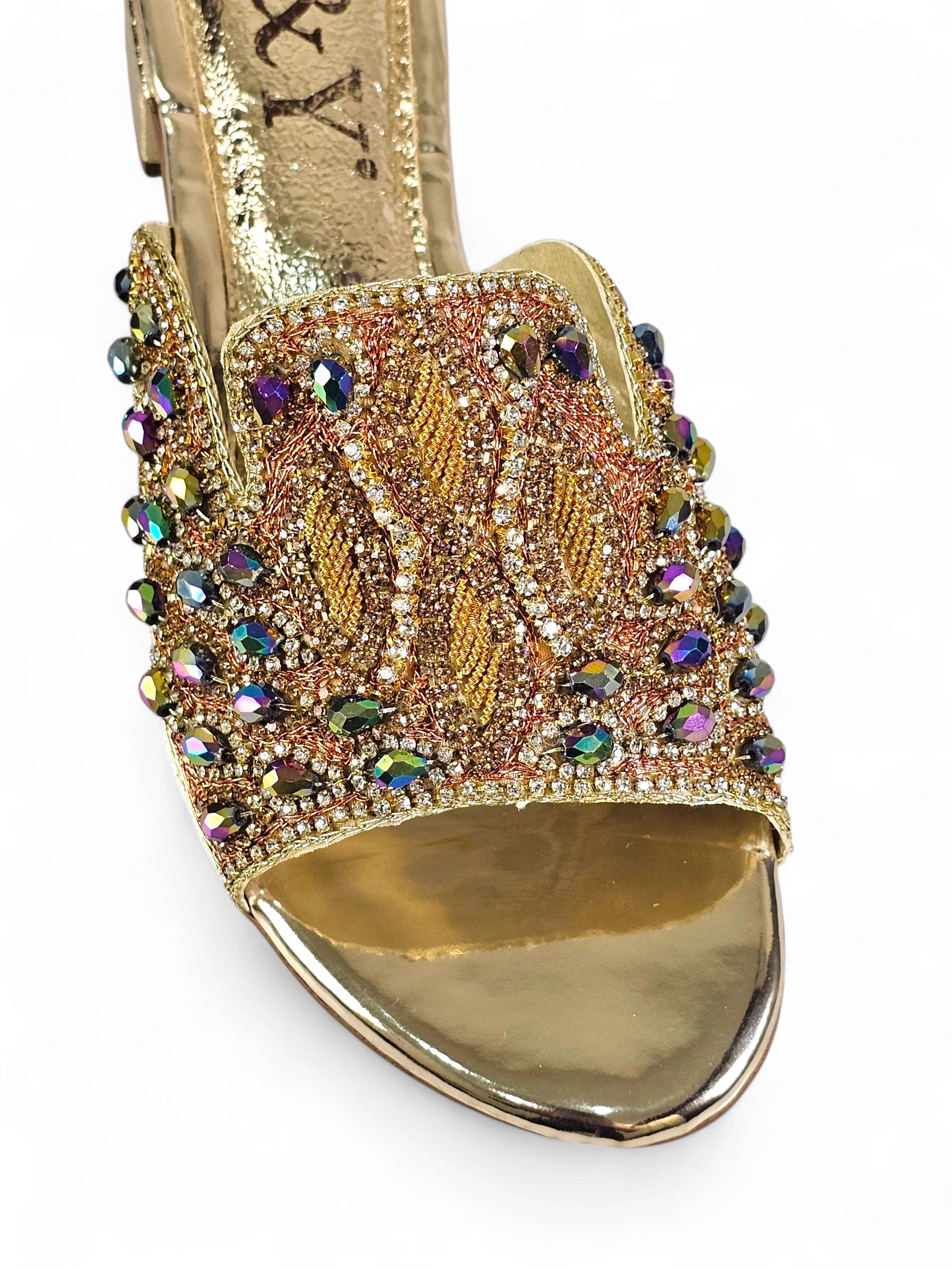 Tamanco 9368 Dourado Salto Bloco