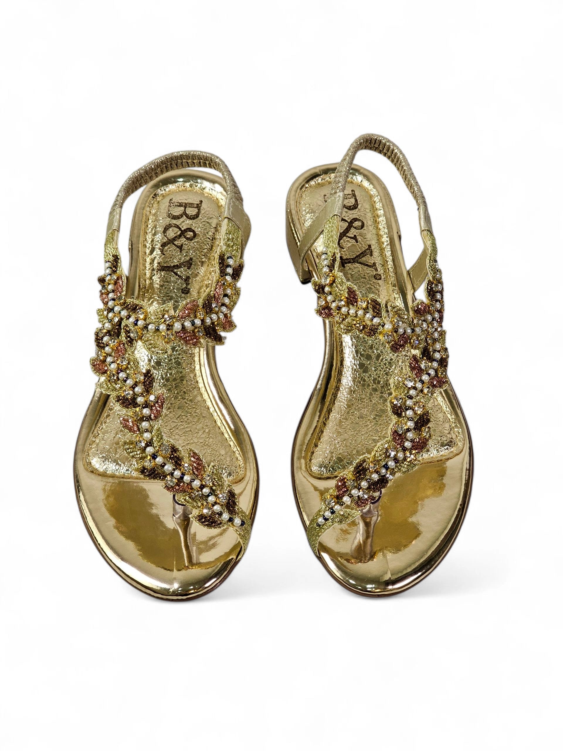 Sandália 9665 Dourado Salto Bloco