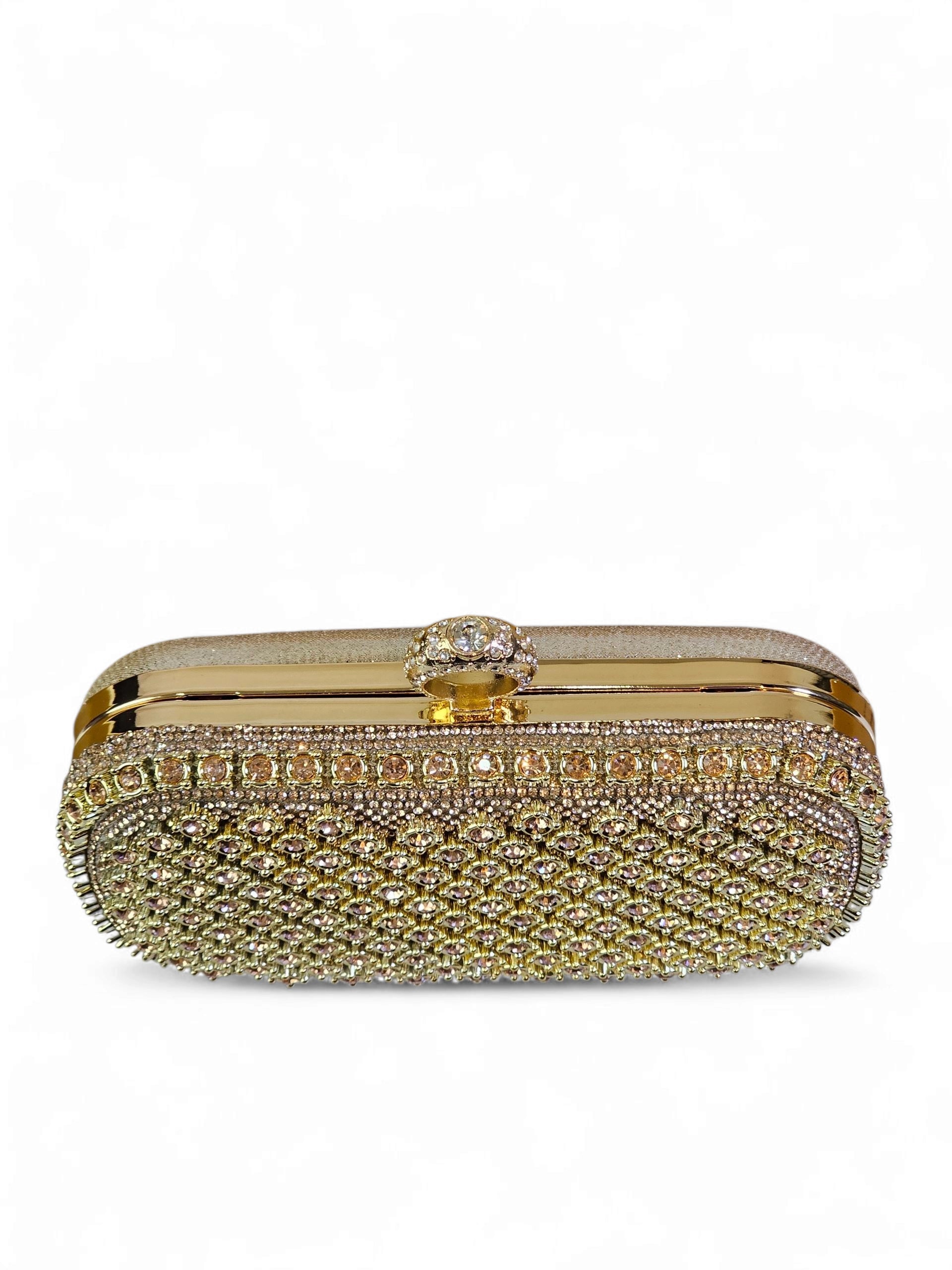 Bolsa Clutch Cristal Dourada 1004