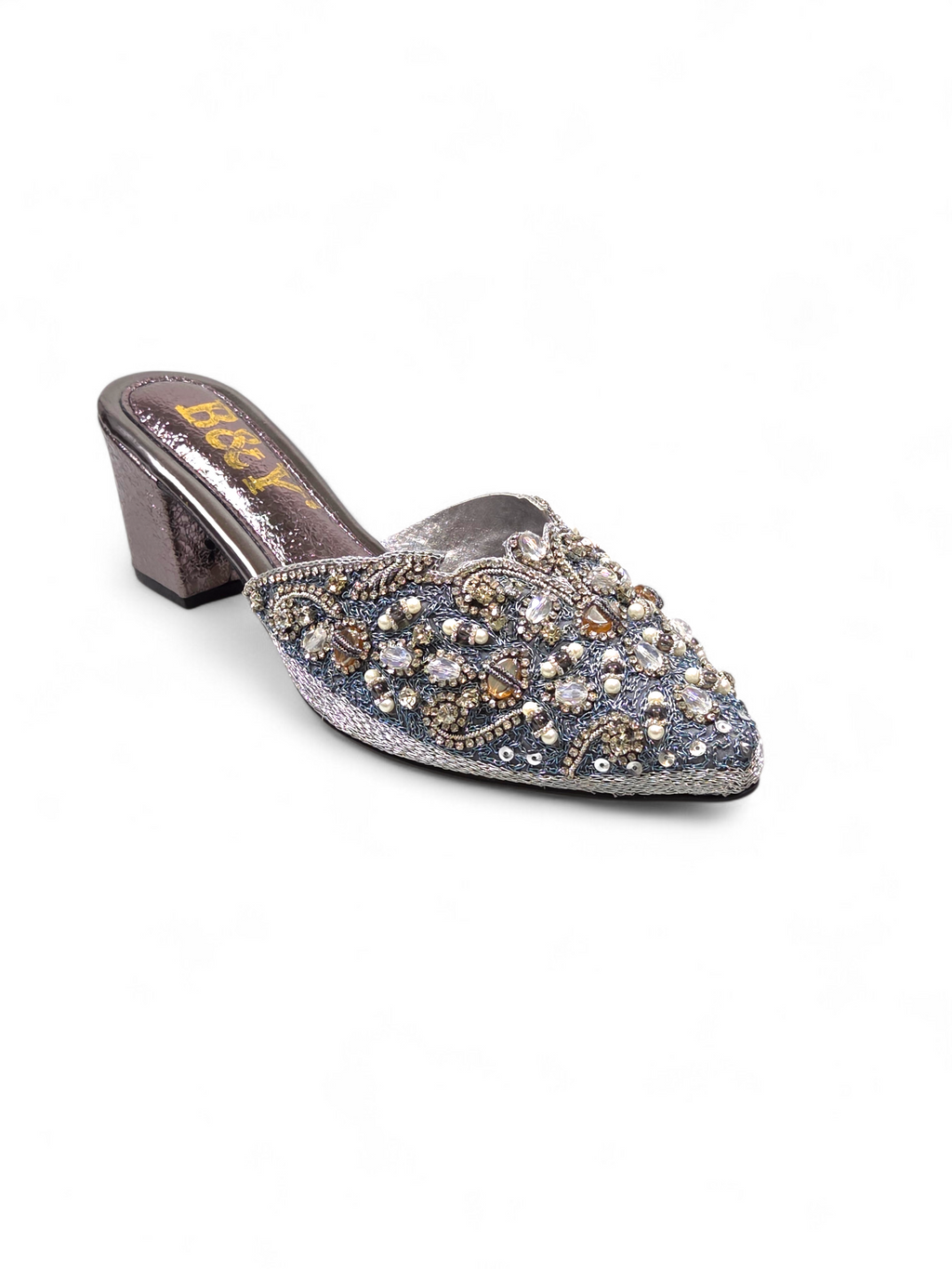 Mule 9212 Prata Salto Médio 6 cm