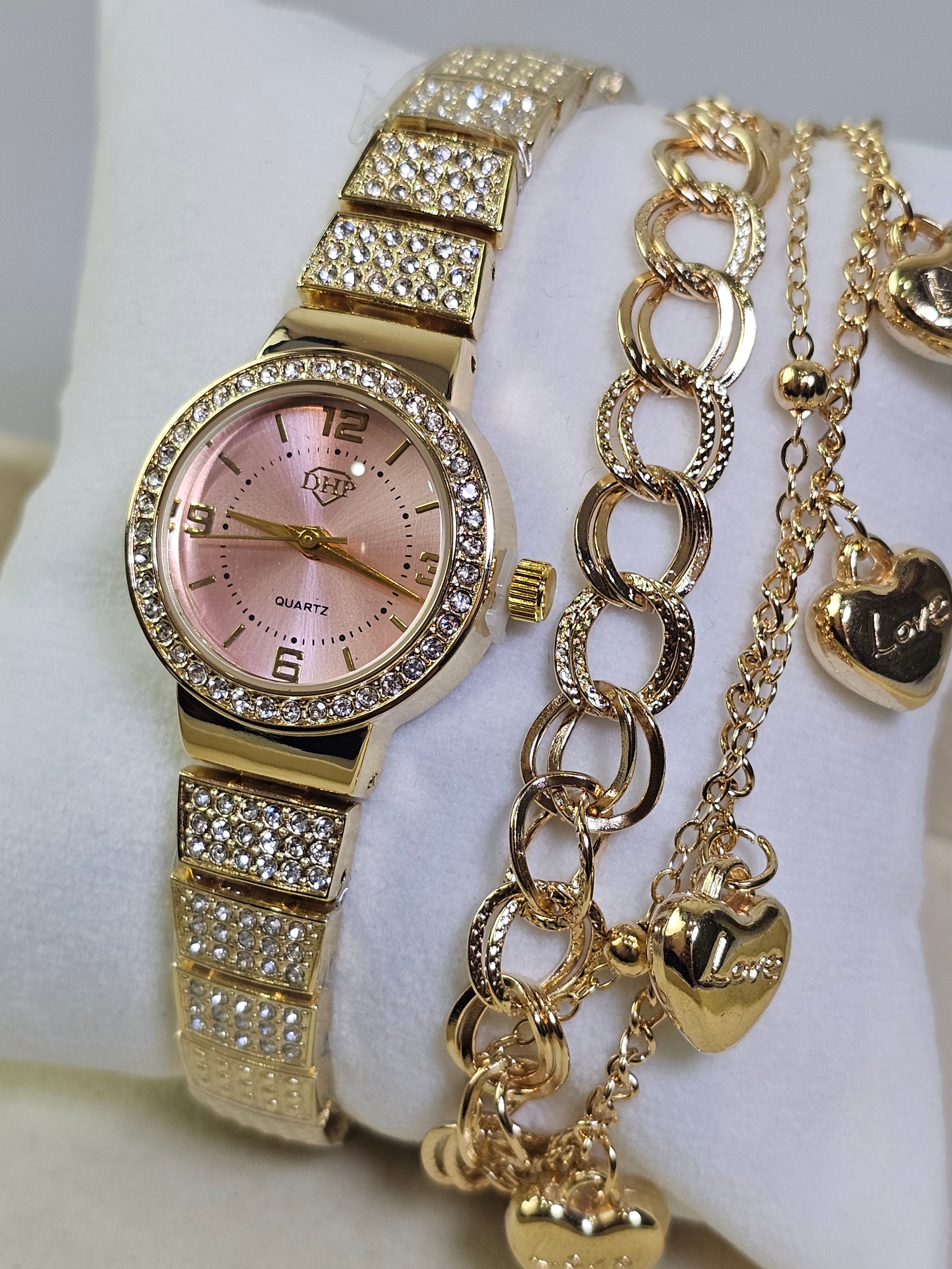 Relógio Prova d’Água com Pulseira Folheada 036