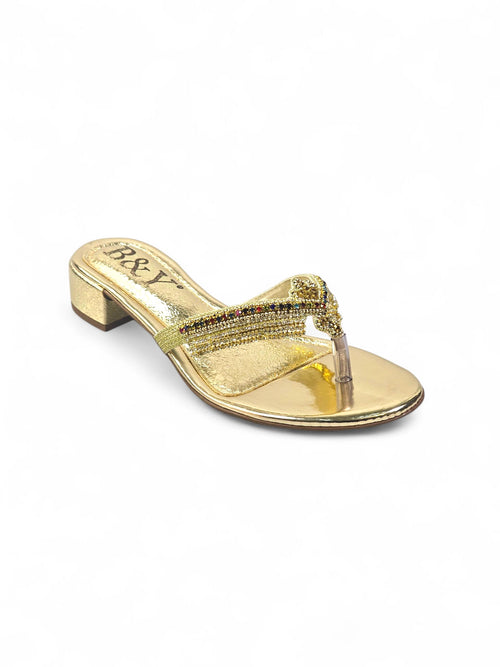 Chinelo 1057 Dourado Colorido Salto Bloco