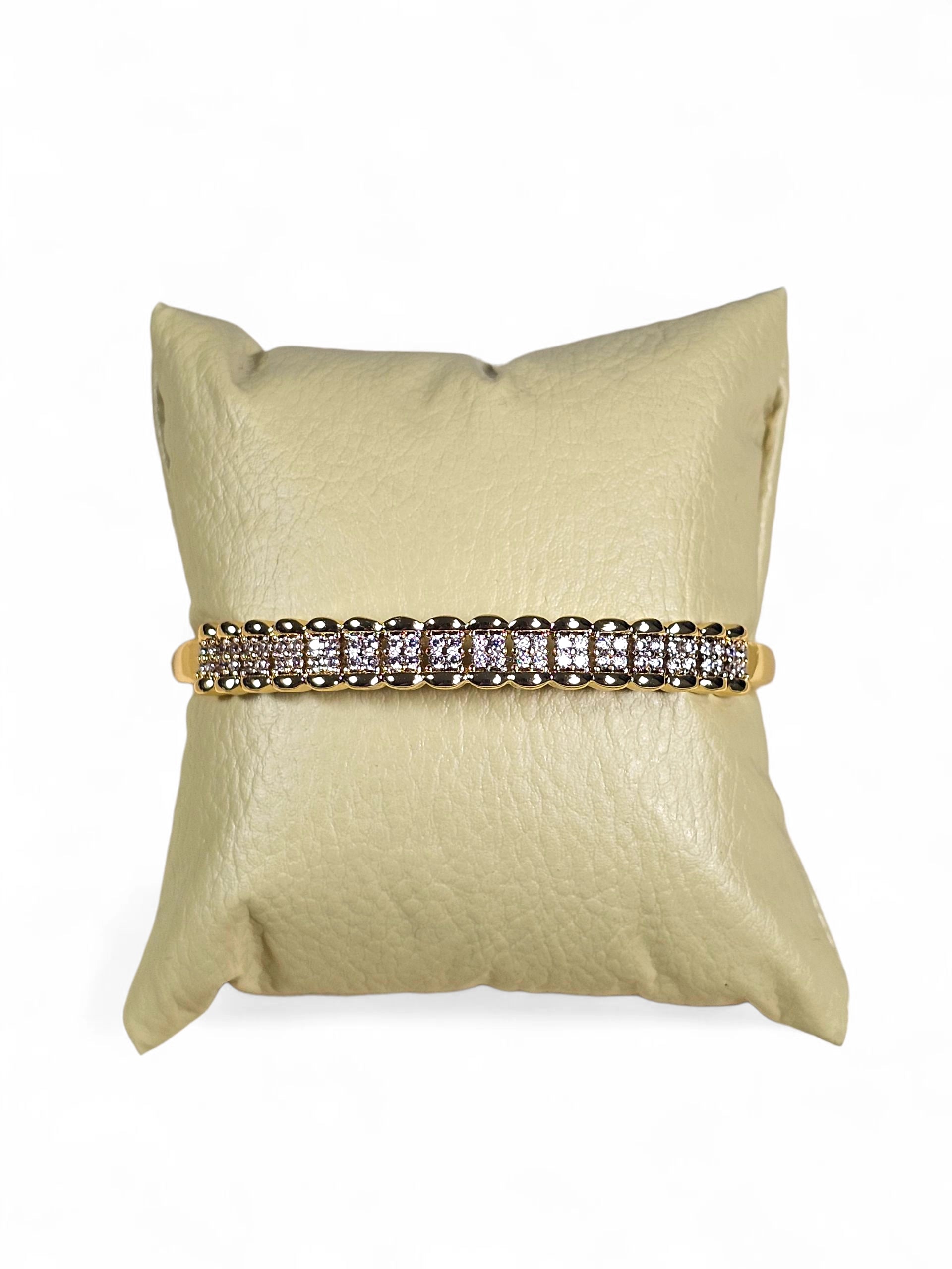 Pulseira Cristal Zirconia Dourada 013