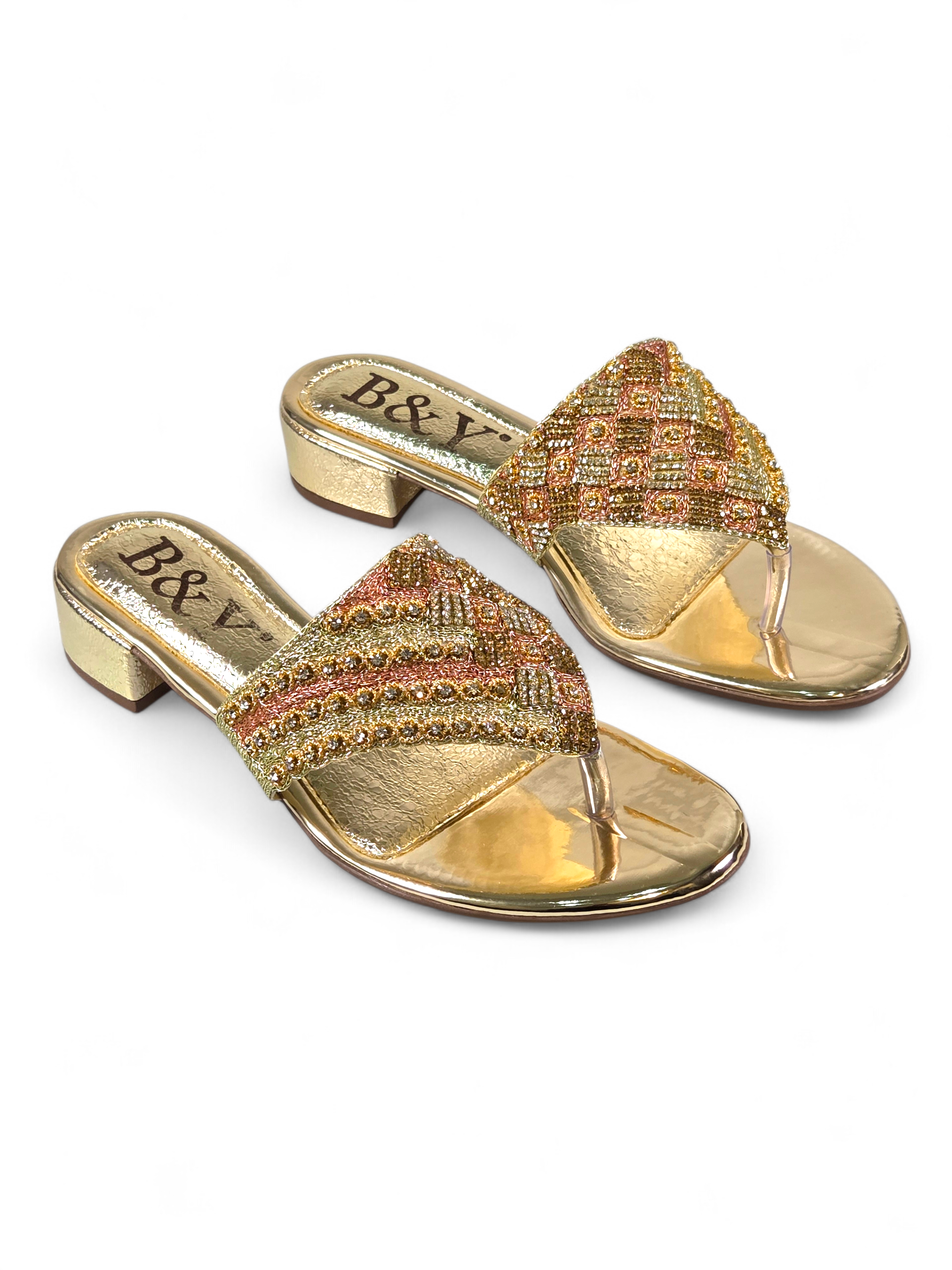 Chinelo 9829 Dourado Salto Bloco