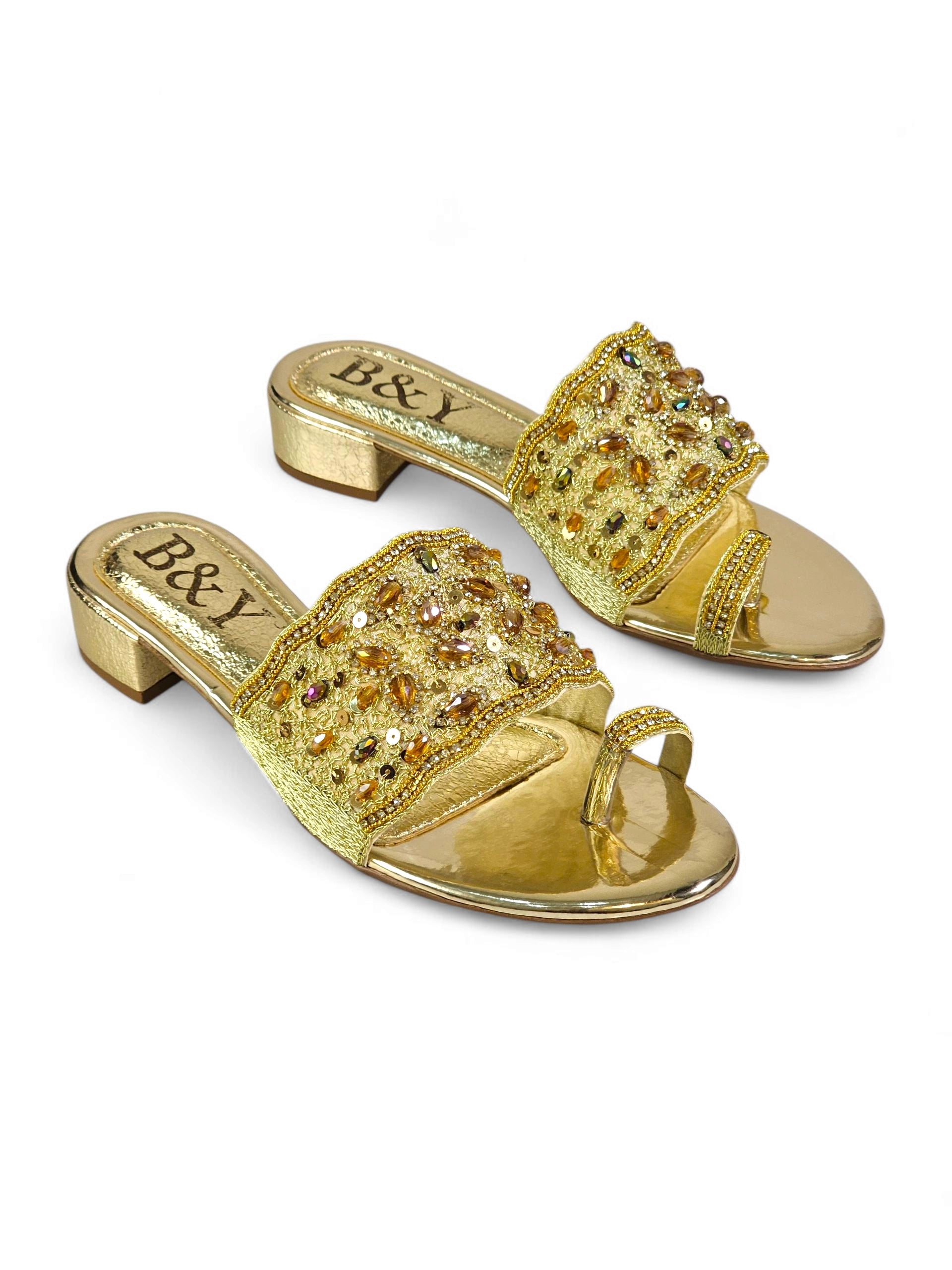 Tamanco 9430 Dourado Salto Bloco