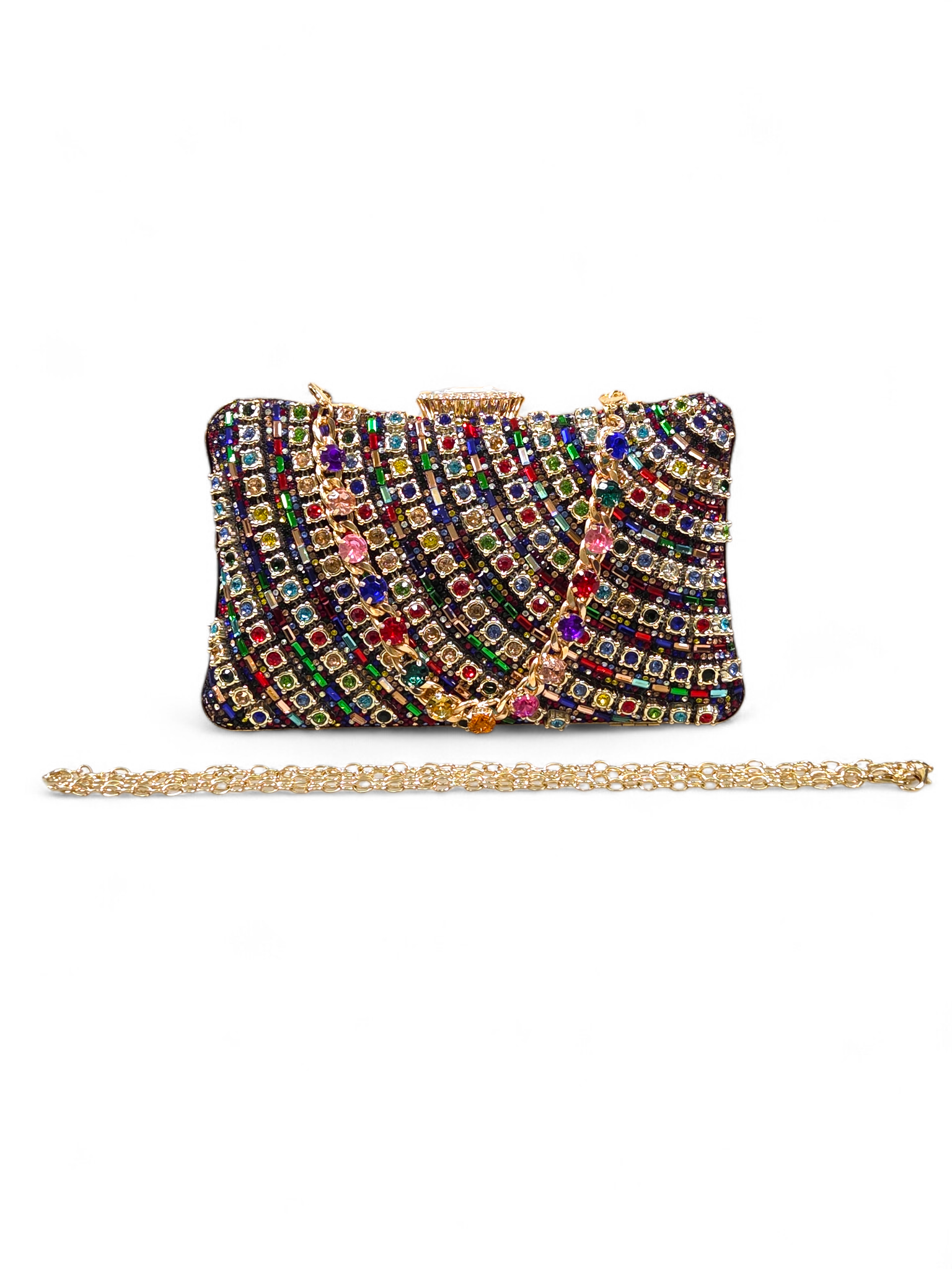 Bolsa Clutch Cristal Preto Colorido 1054
