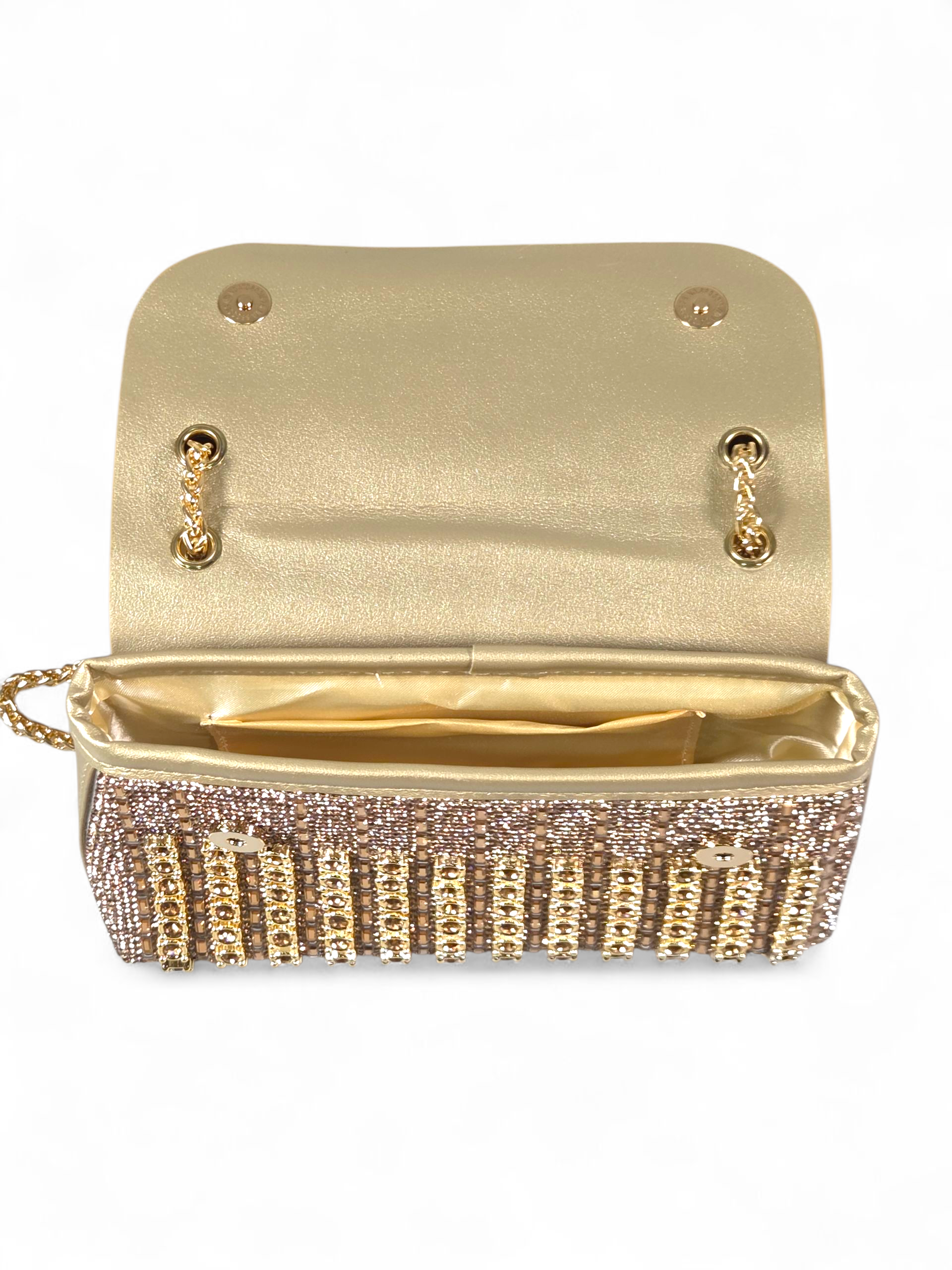 Bolsa Luxo Cristal Dourada 1045