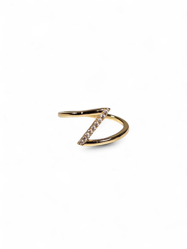 Anel Cristal Zirconia Dourada 008