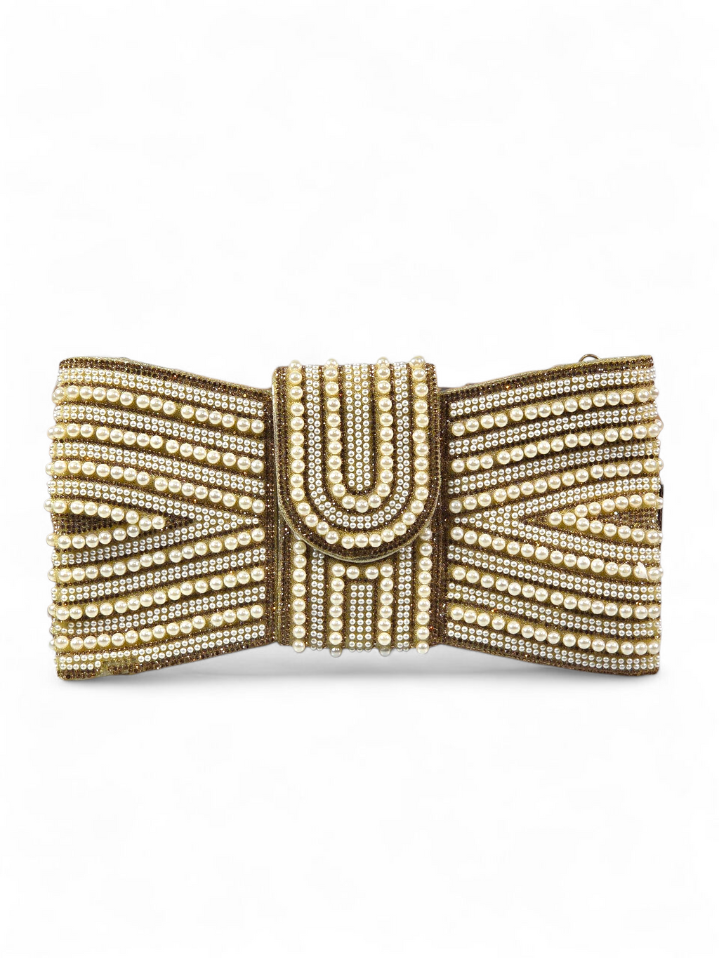 Carteira Luxo Cristal Perolas Dourada 1037