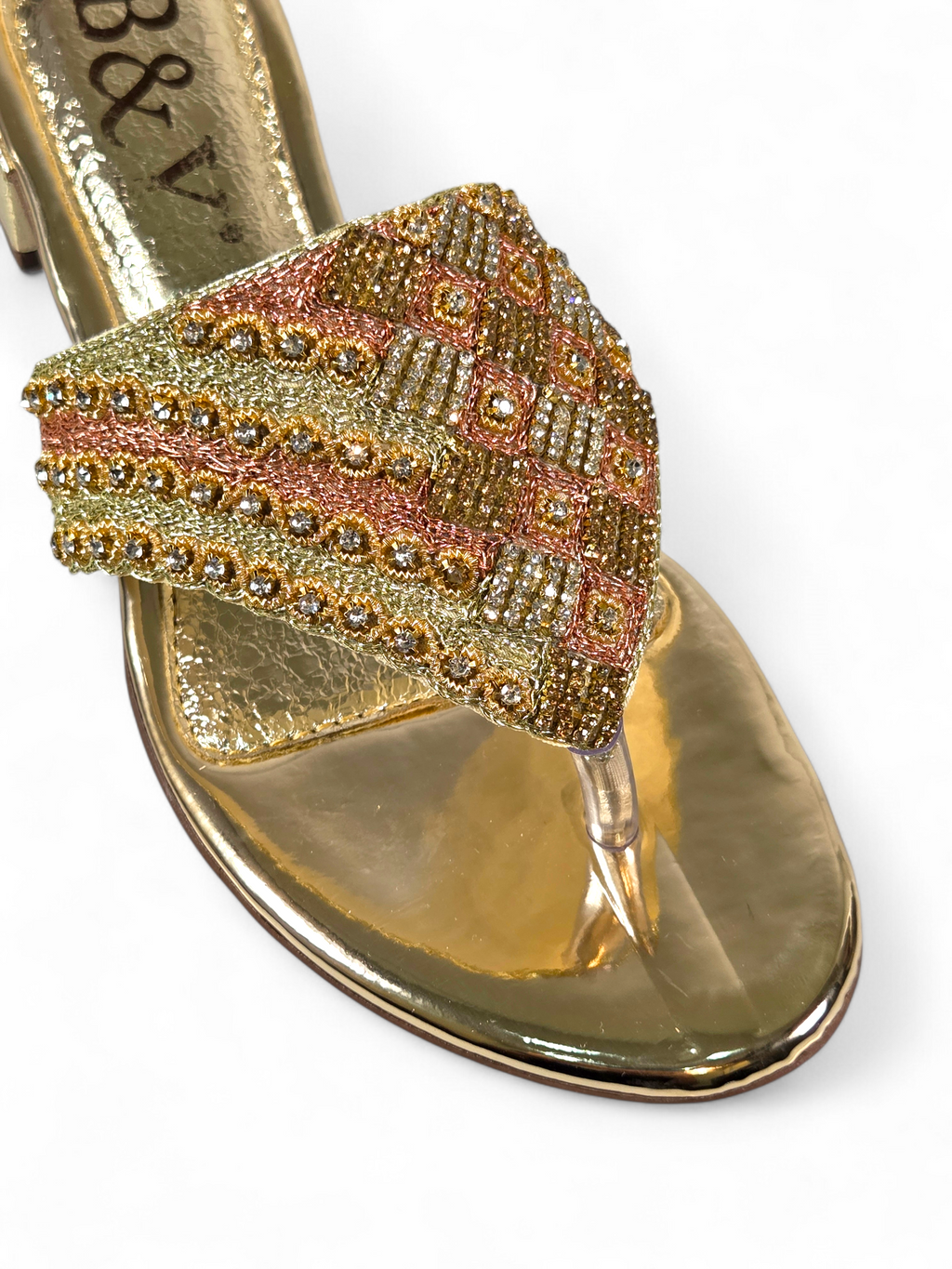 Chinelo 9829 Dourado Salto Bloco 3 cm