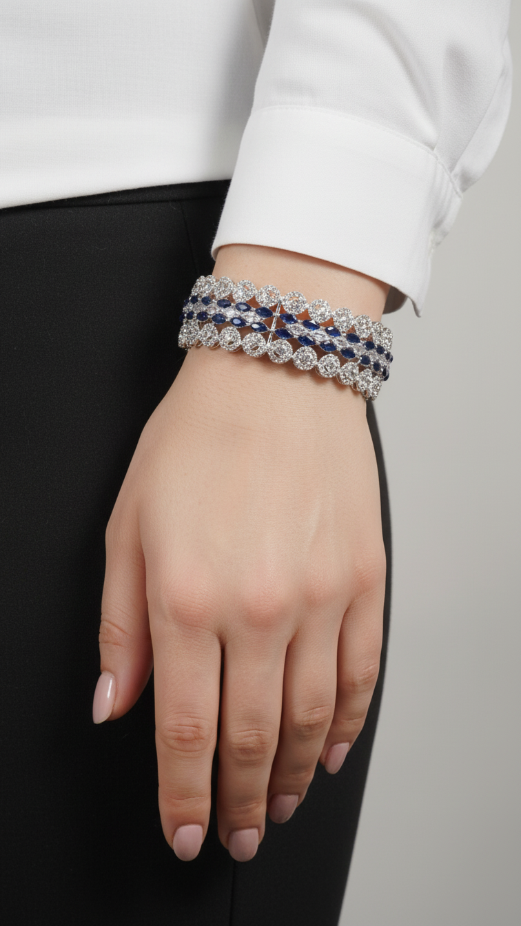 Bracelete Folheado Semi Joia Prata #1002