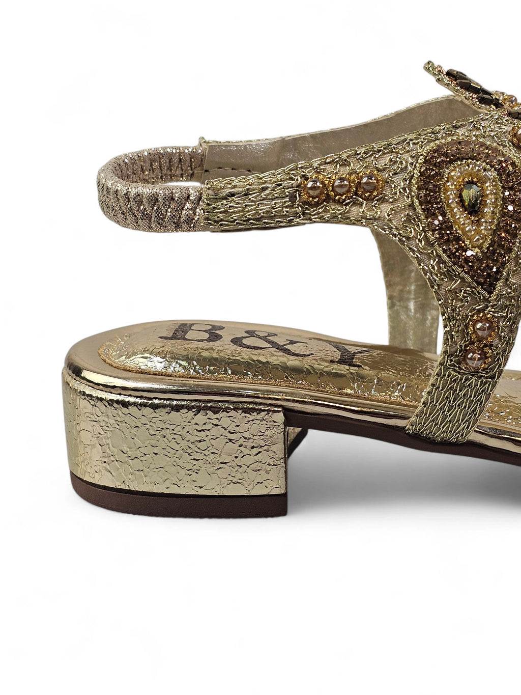 Sandália 9743 Dourado Com Salto Bloco 3cm
