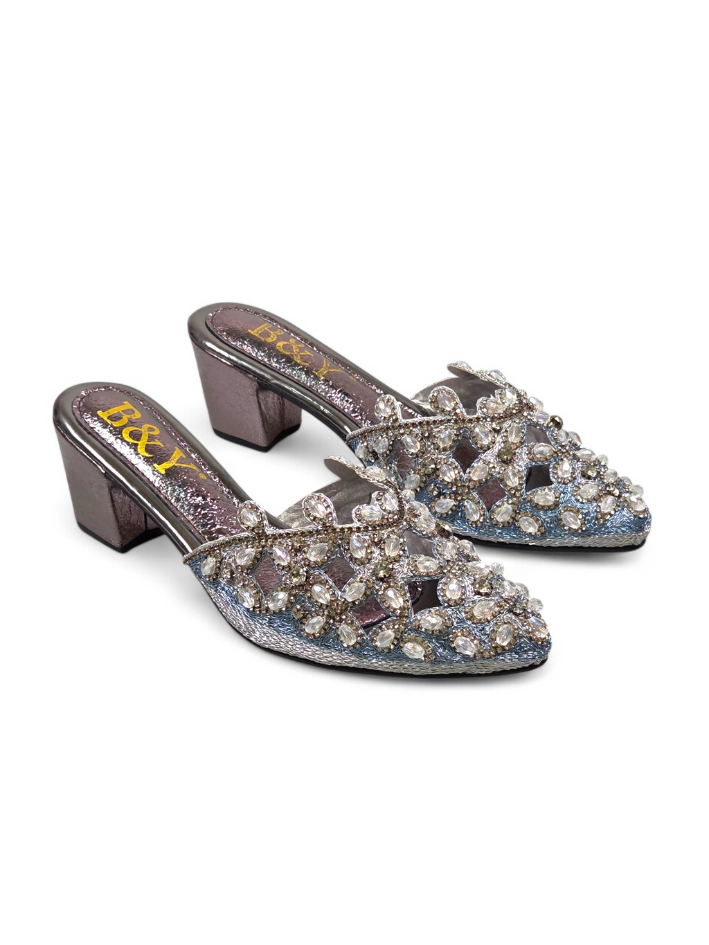 Mule 9183 Prata Salto Médio 6 cm