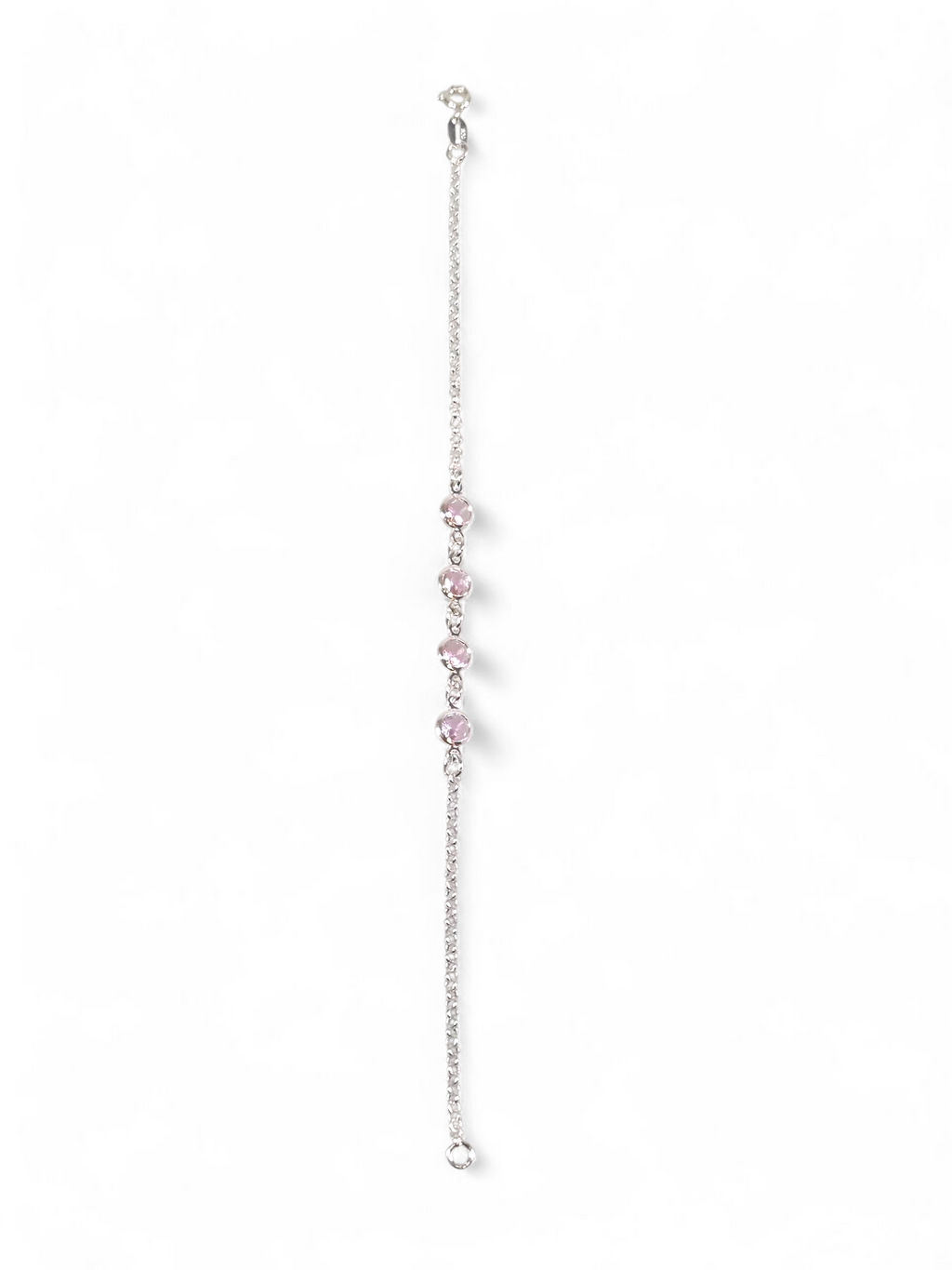 Pulseira Prata 925 com Zircônias Rosa 1008