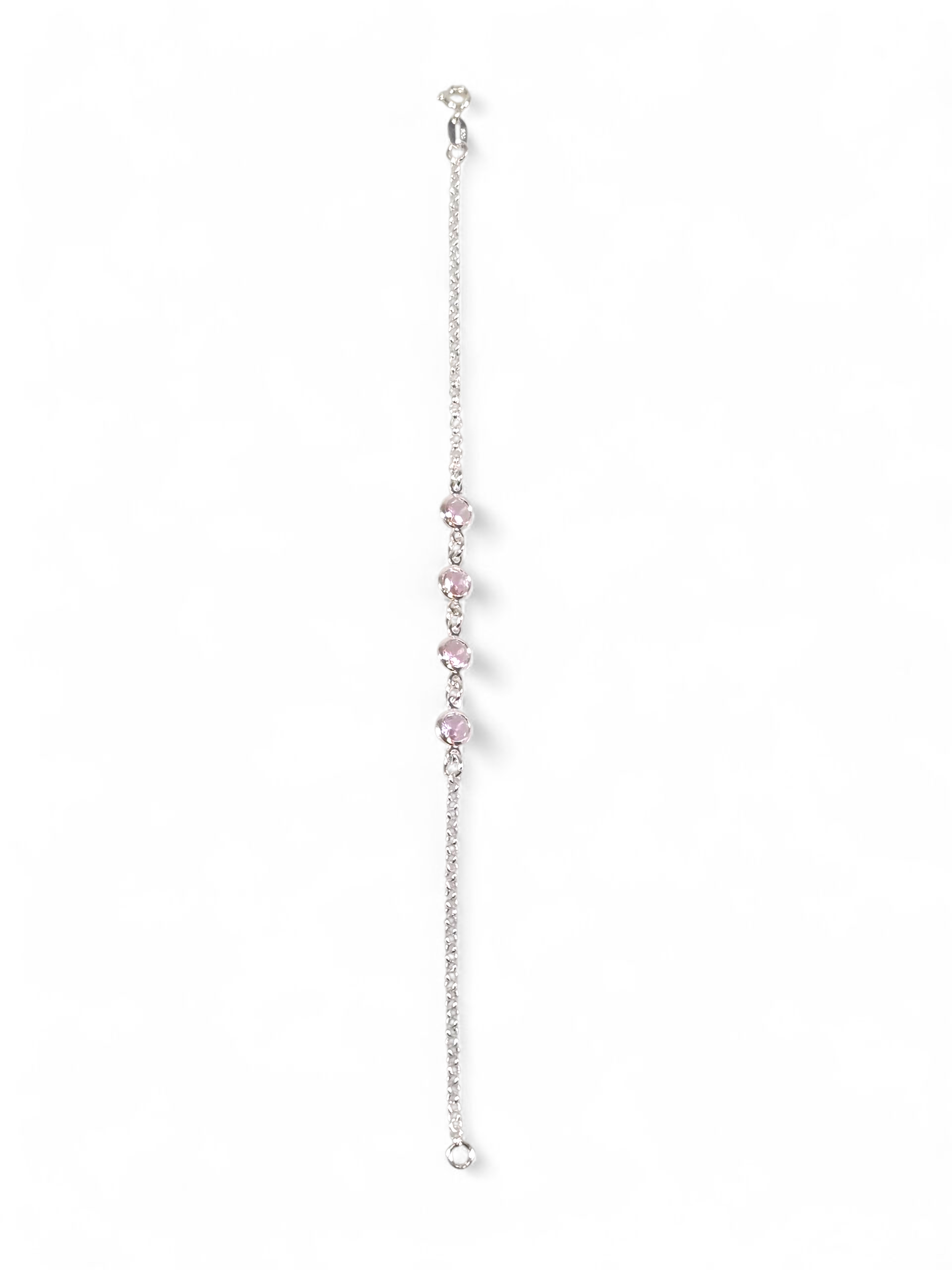 Pulseira Prata 925 com Zircônias Rosa 1008