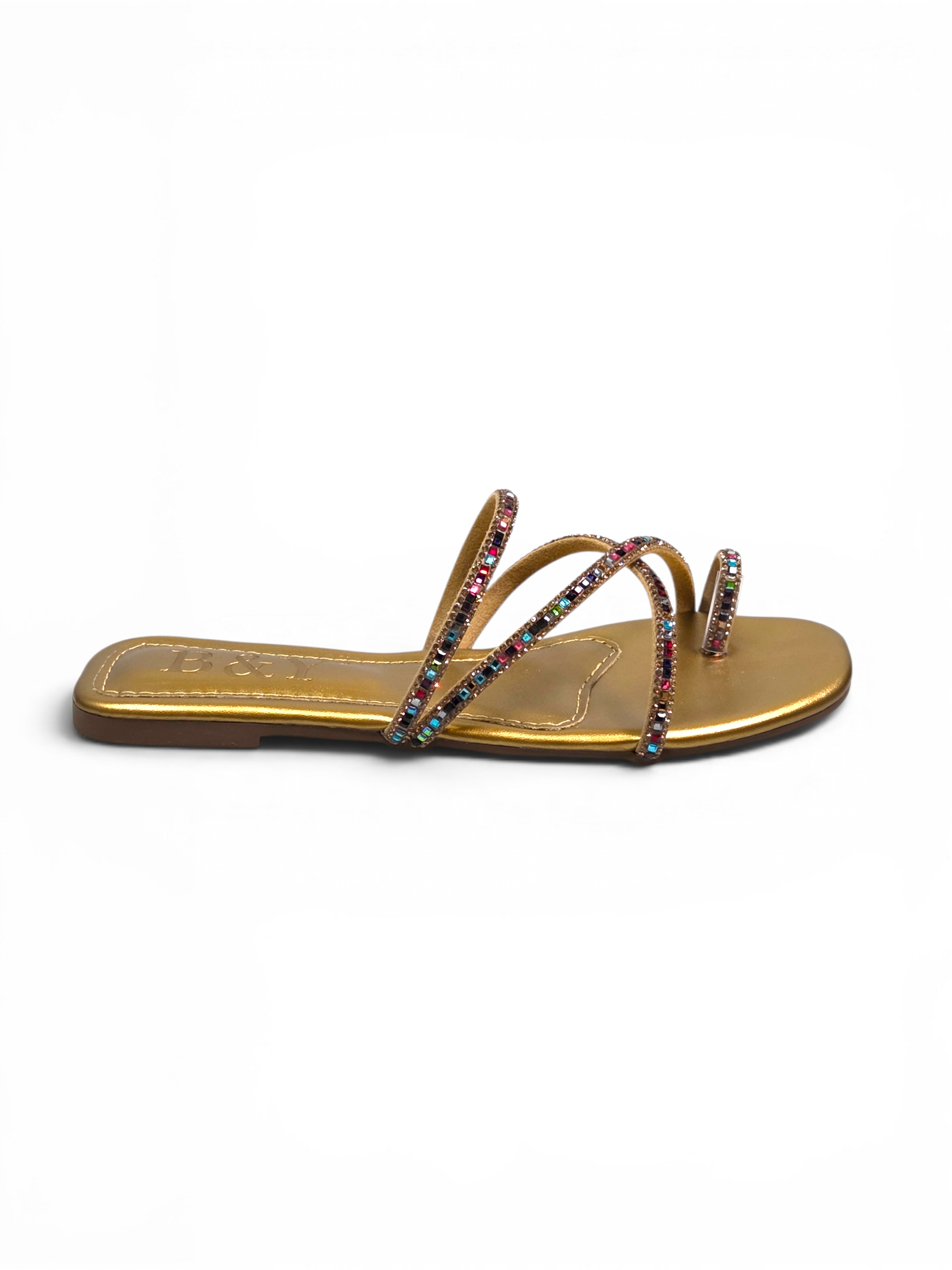 Chinelo 6101 Dourado Colorido Sem Salto