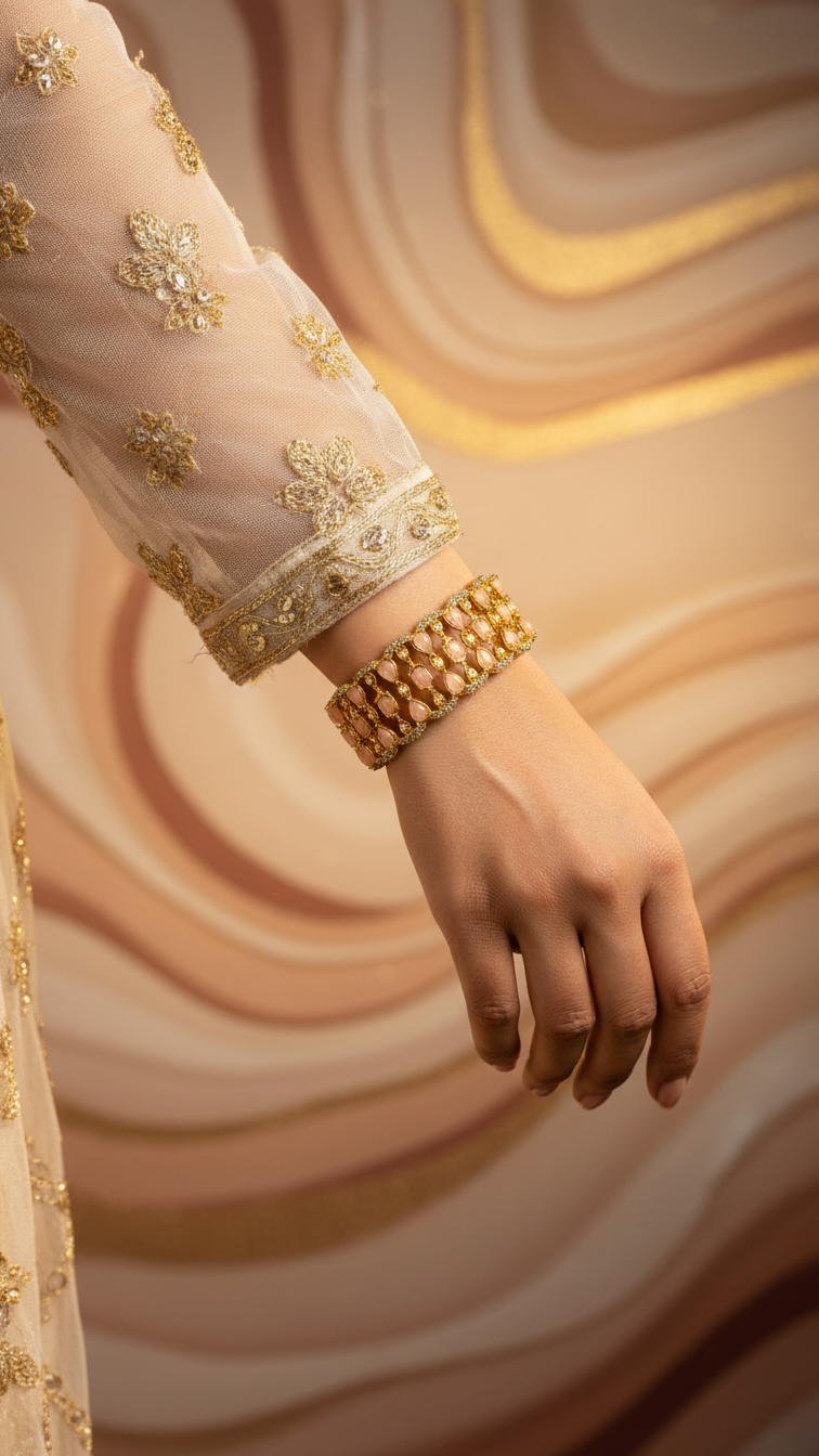 Bracelete Folheado Semi Joia Dourado #1019