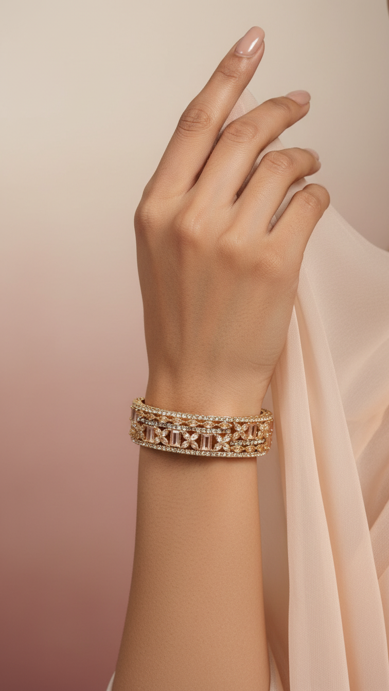 Bracelete Folheado Semi Joia Dourado #1004