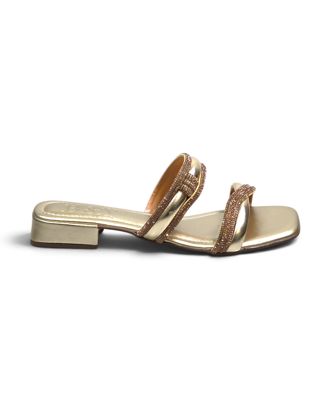 Tamanco 9868 Dourado Salto Baixo 2 cm